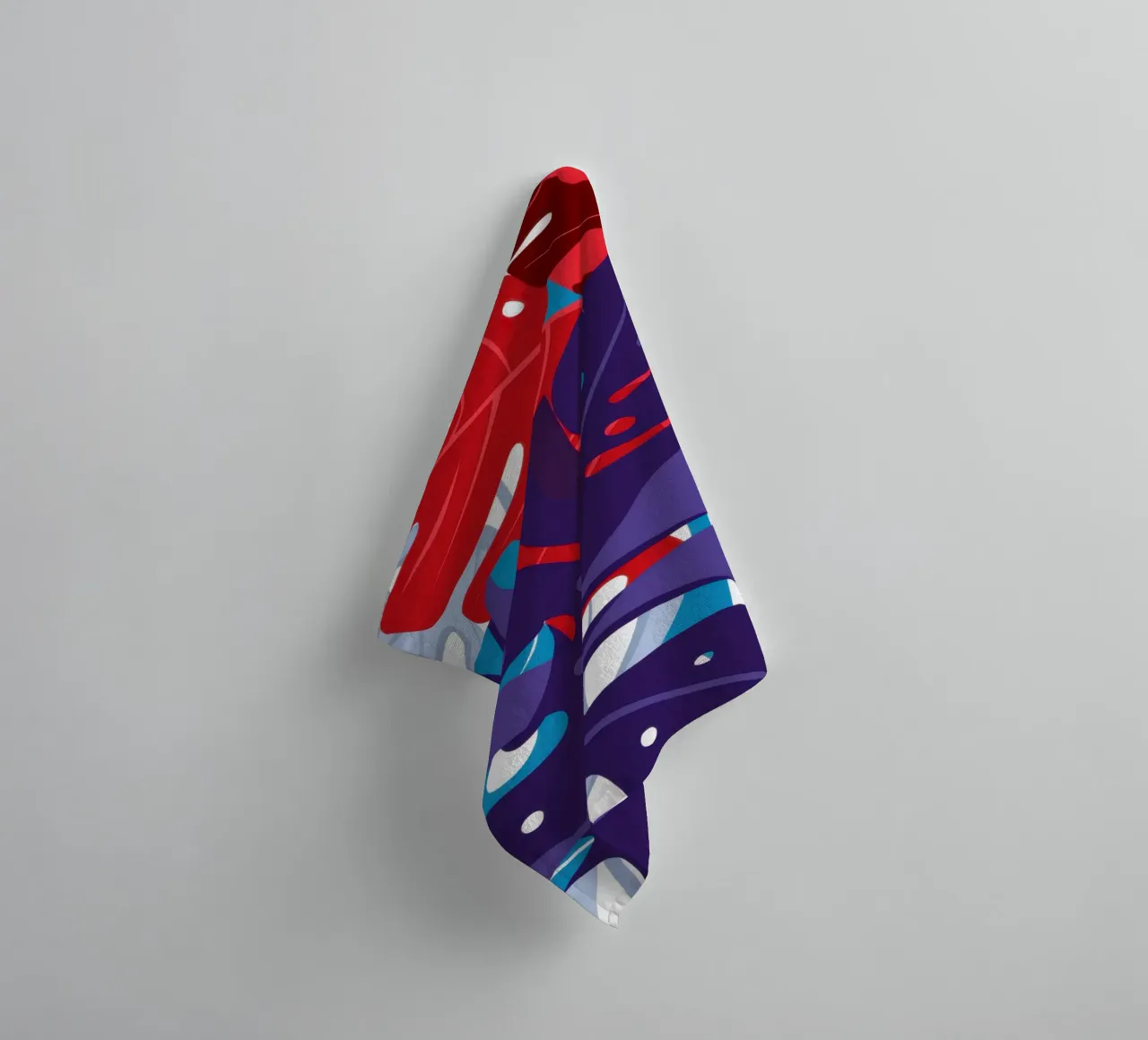Crimson Monstera Night towel by Obs Canvas