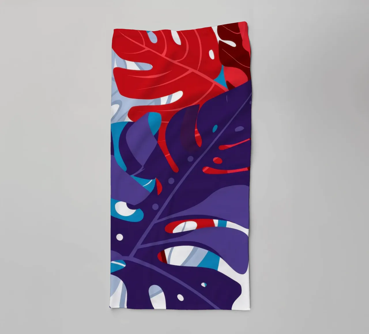Crimson Monstera Night towel by Obs Canvas