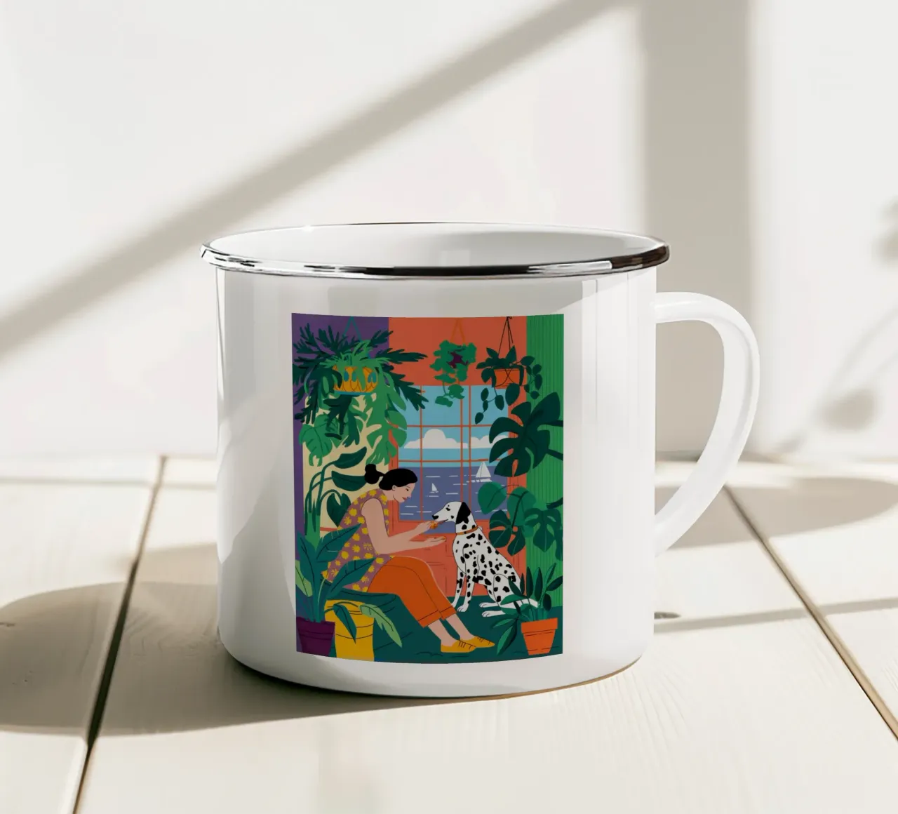Dalmatian by the Window enamel mug by Luna Aura