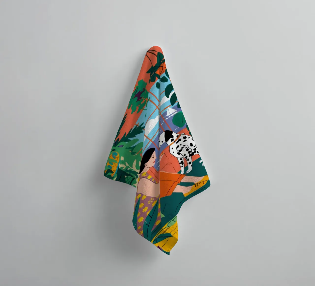 Dalmatian by the Window towel by Luna Aura