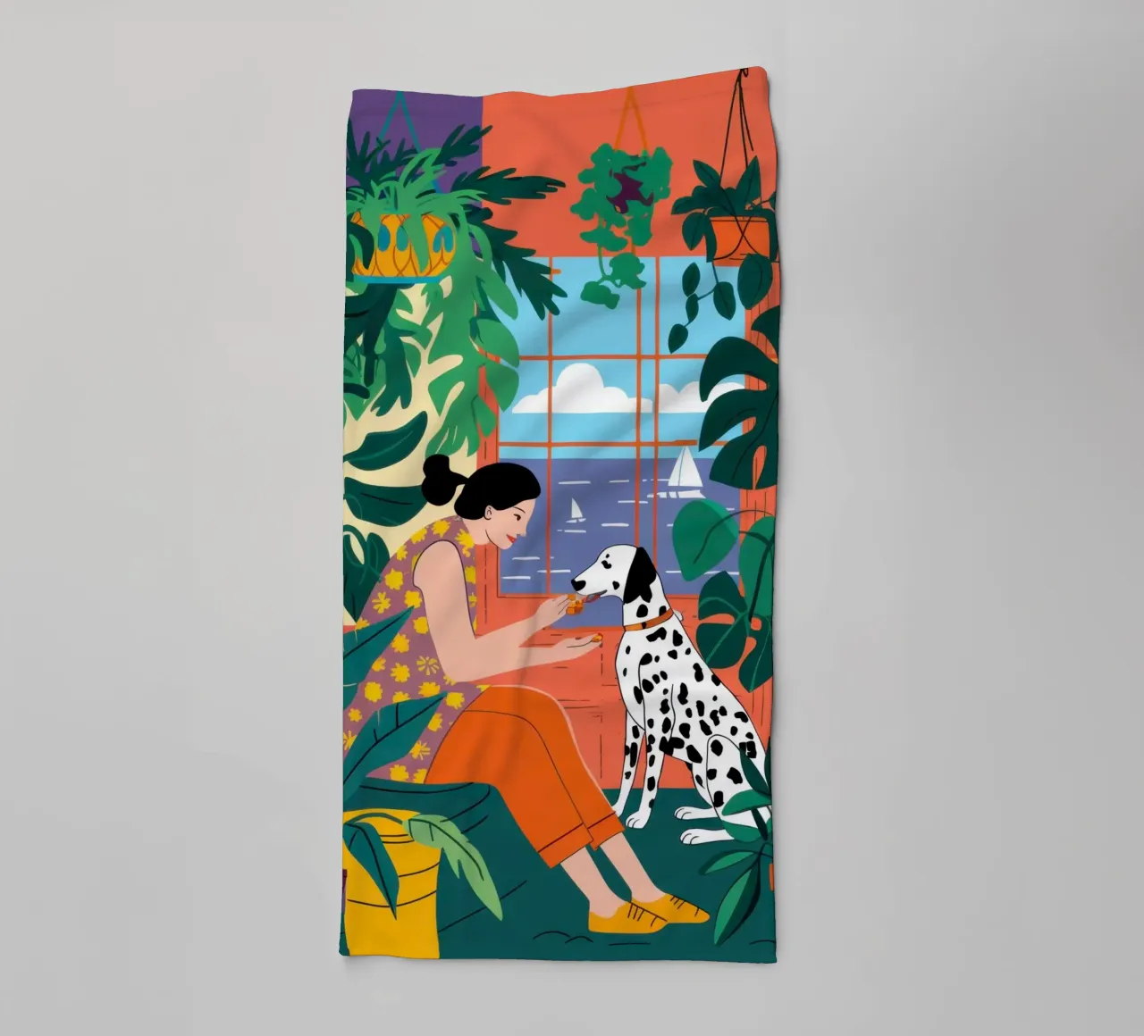 Dalmatian by the Window towel by Luna Aura