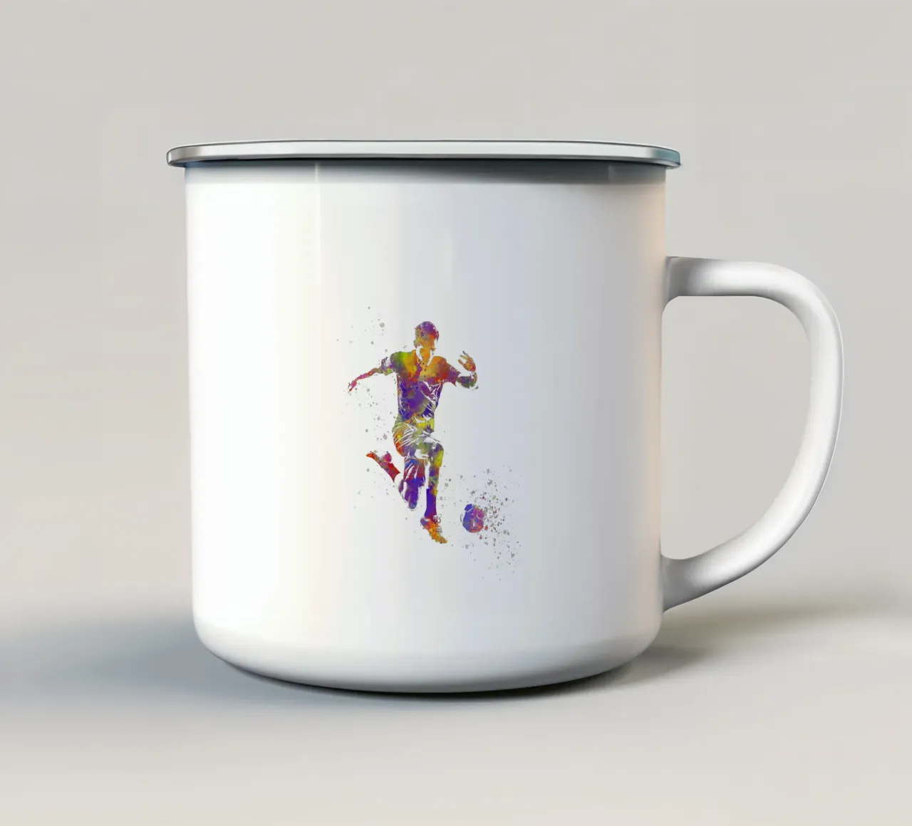 Giocatore di calcio ad acquerello tazza in smalto da ⚽ Sports Pulse