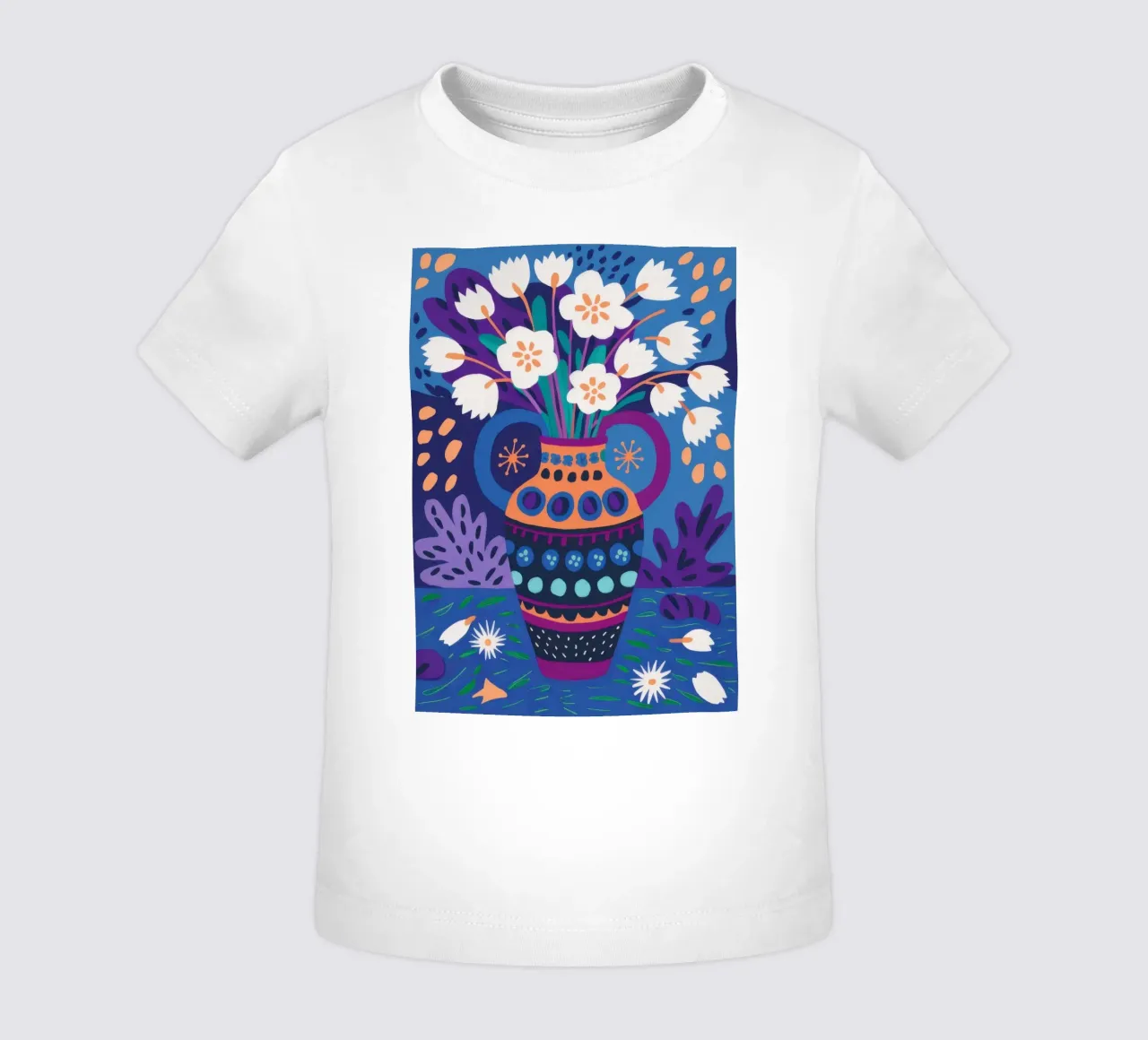 Vaso blu ornato maglietta neonato da Obs Canvas