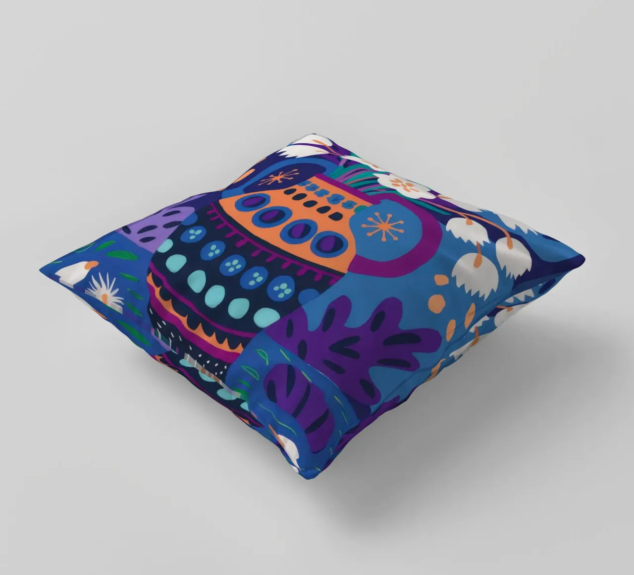 Ornate Blue Vase decorative cushion by Obs Canvas