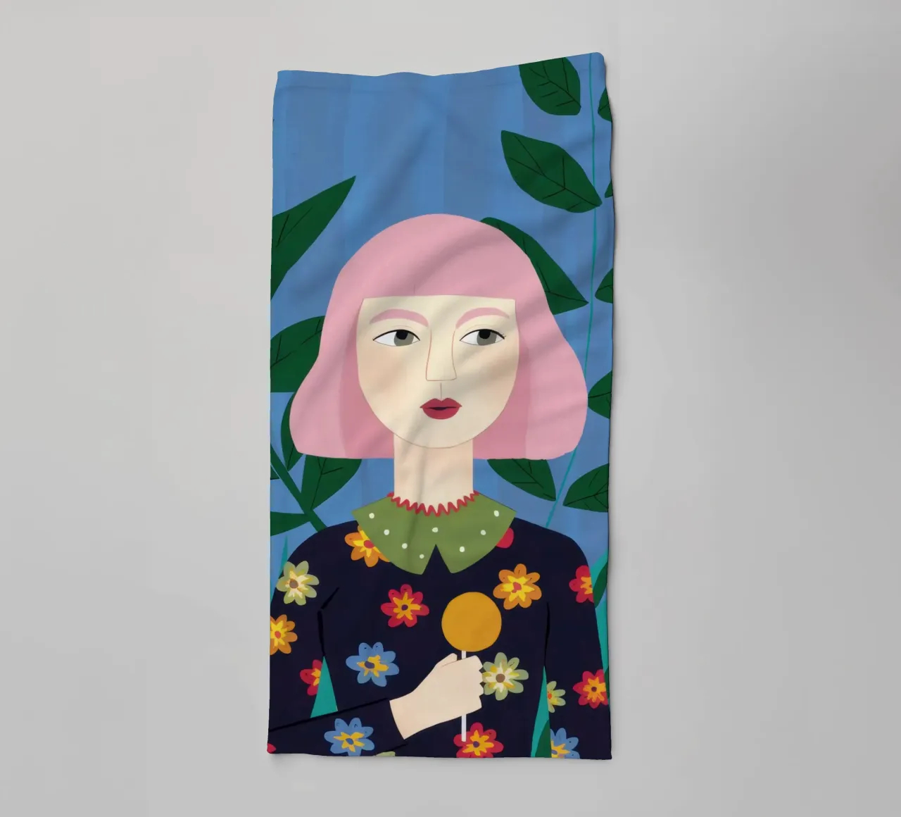 Floral Muse in Pink towel by Luna Aura