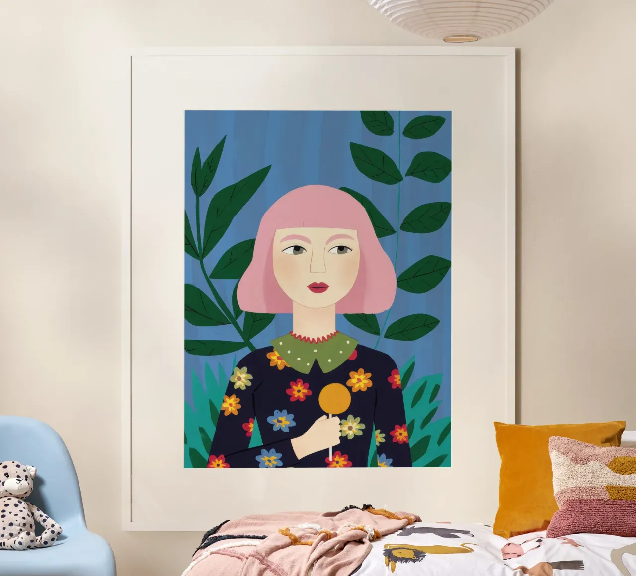 Musa floreale in rosa poster da Luna Aura
