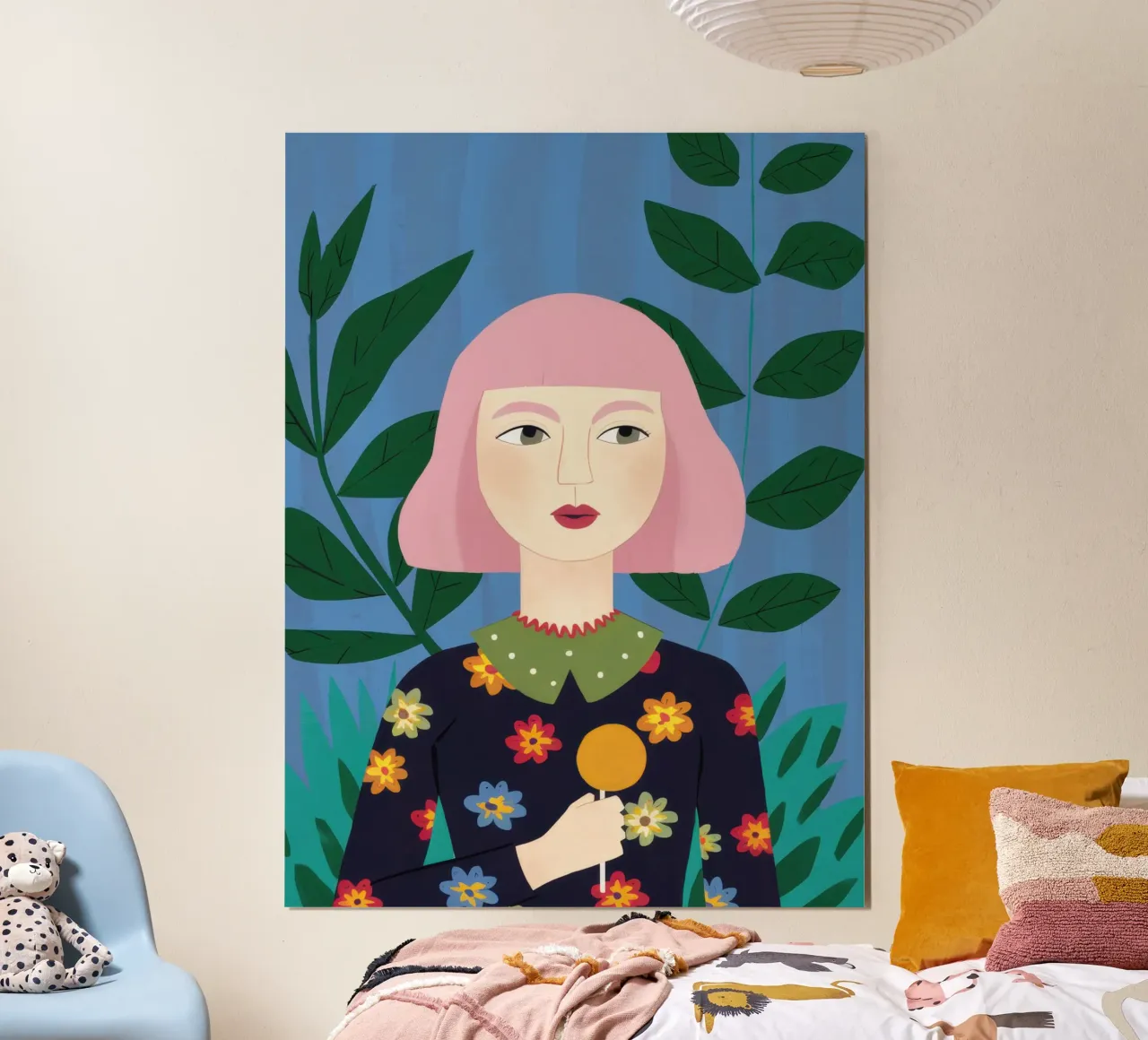 Musa floreale in rosa poster da Luna Aura