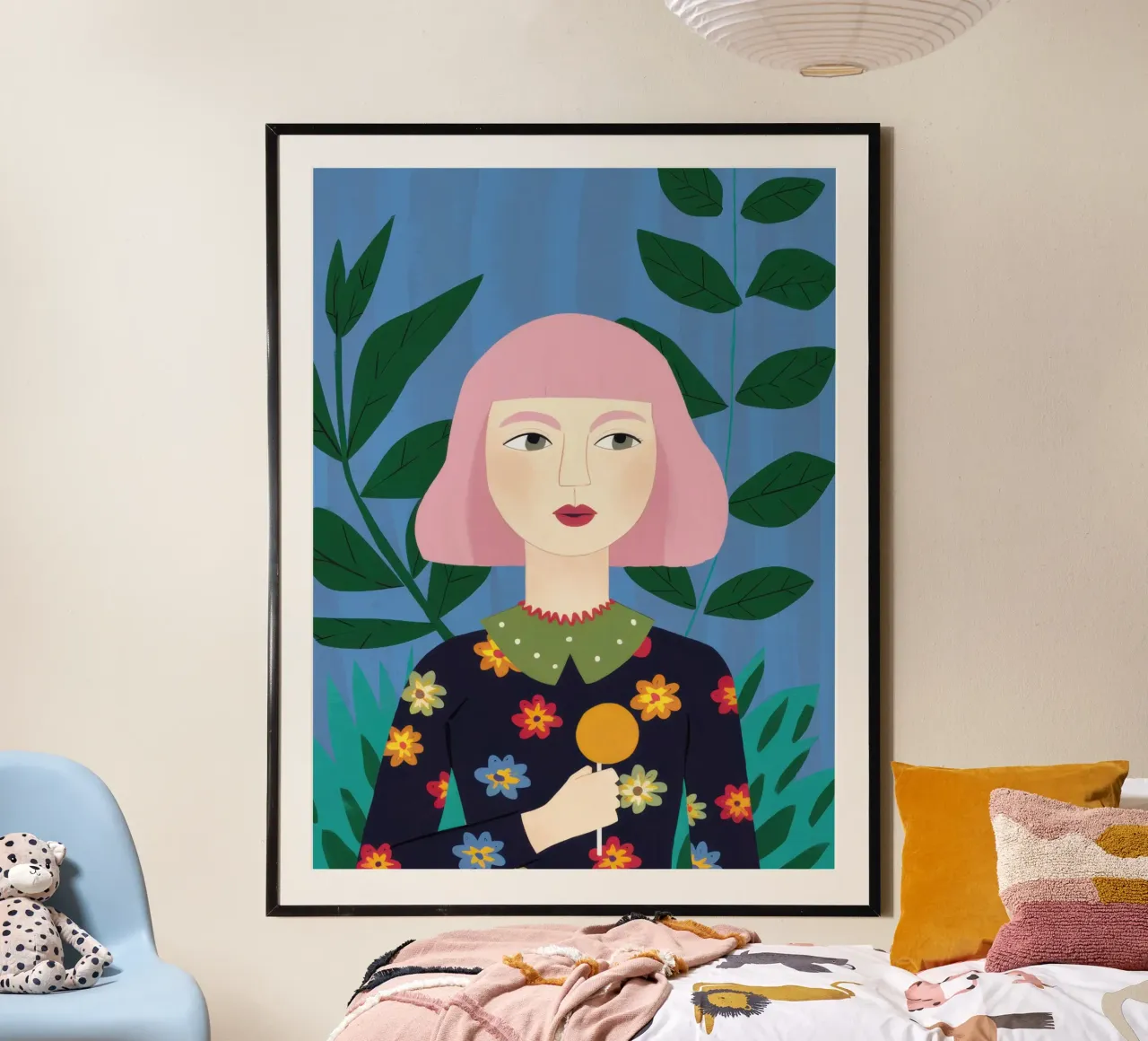 Musa floreale in rosa poster da Luna Aura