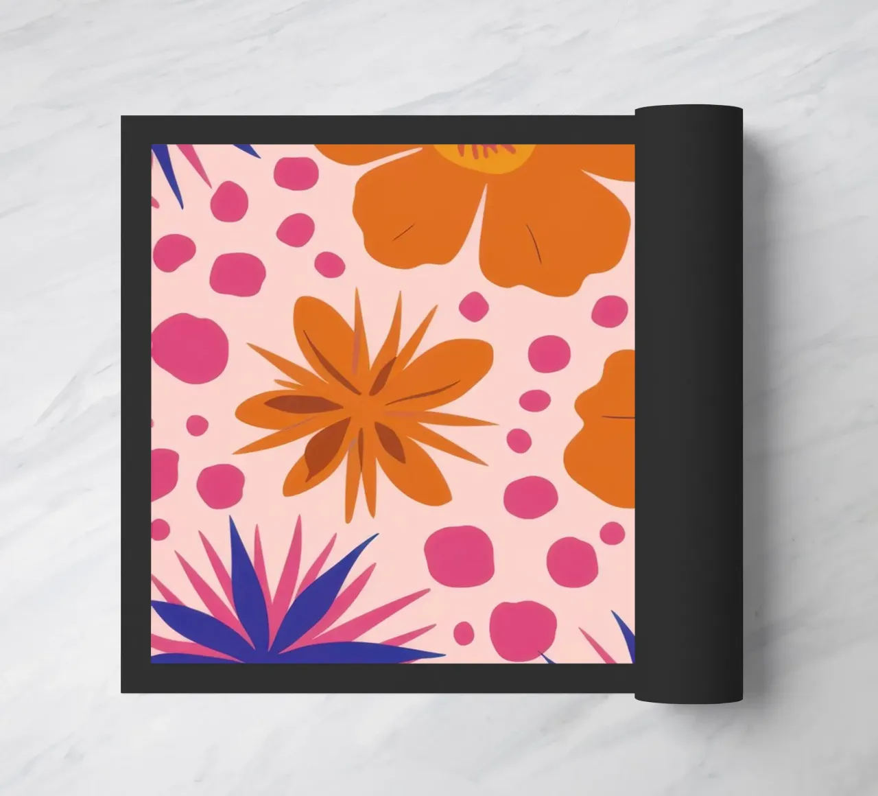 Pink Orange Blooms doormat by Obs Canvas