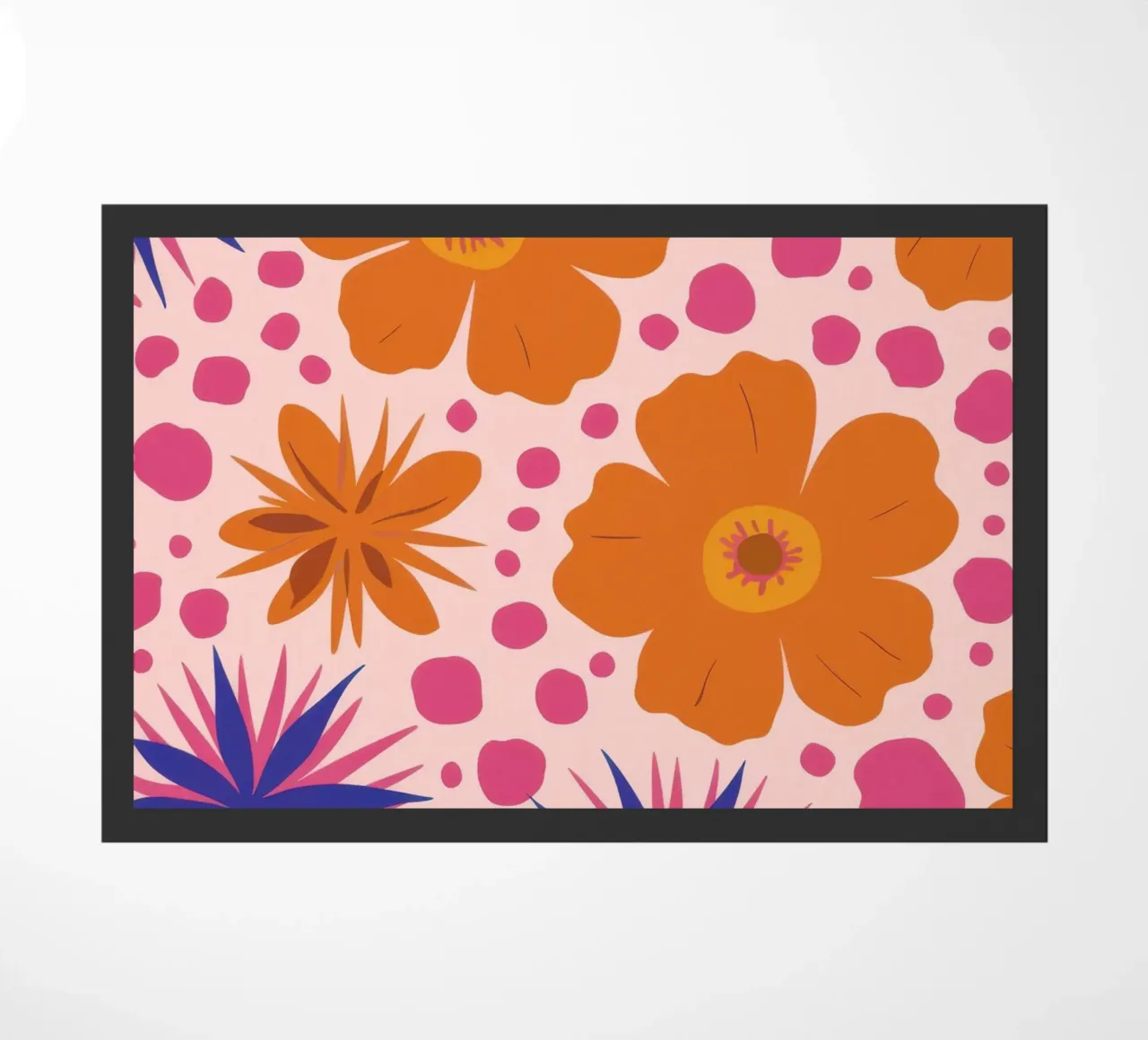Pink Orange Blooms doormat by Obs Canvas