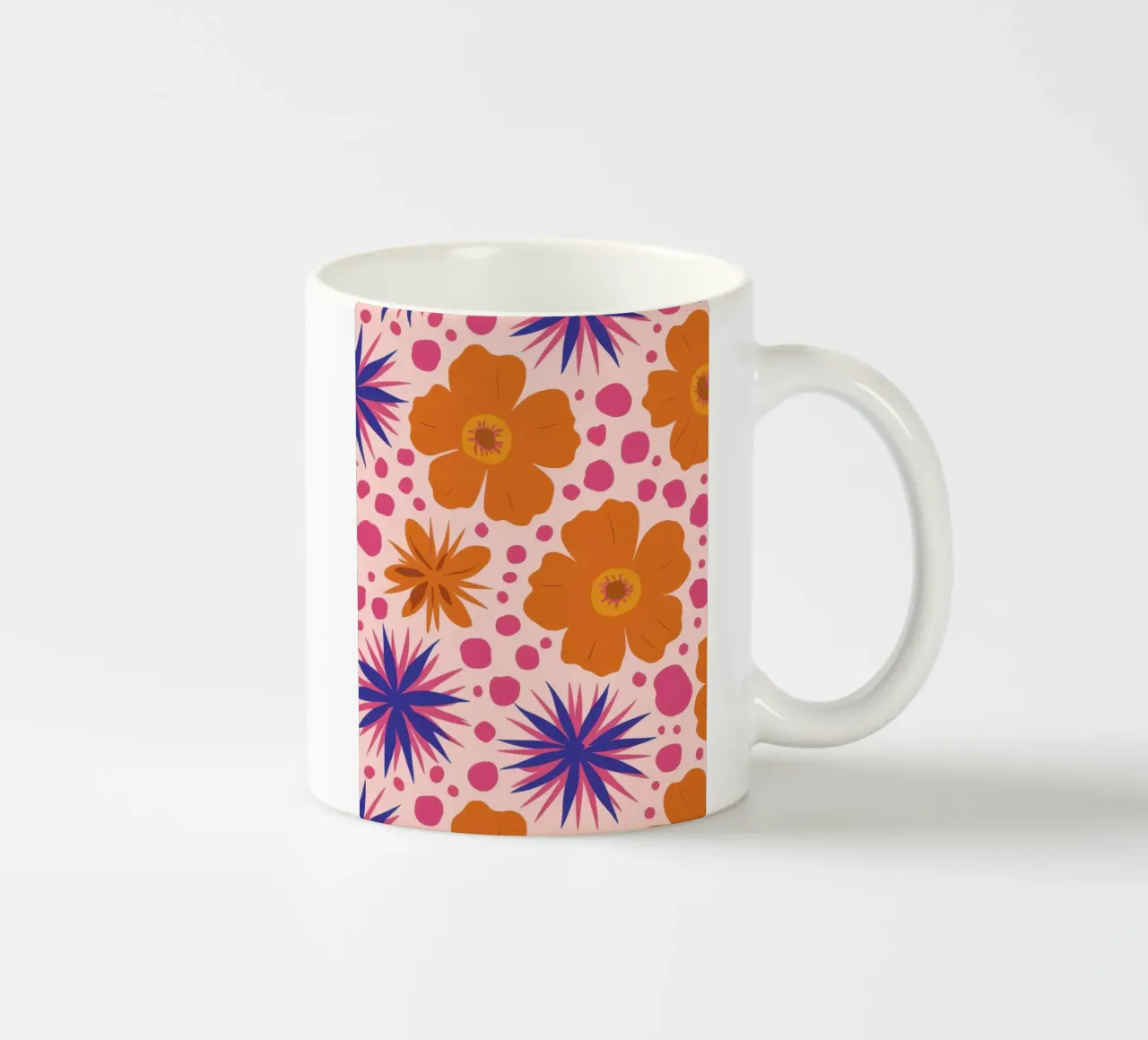 Pink Orange Blooms ceramic mug by Obs Canvas