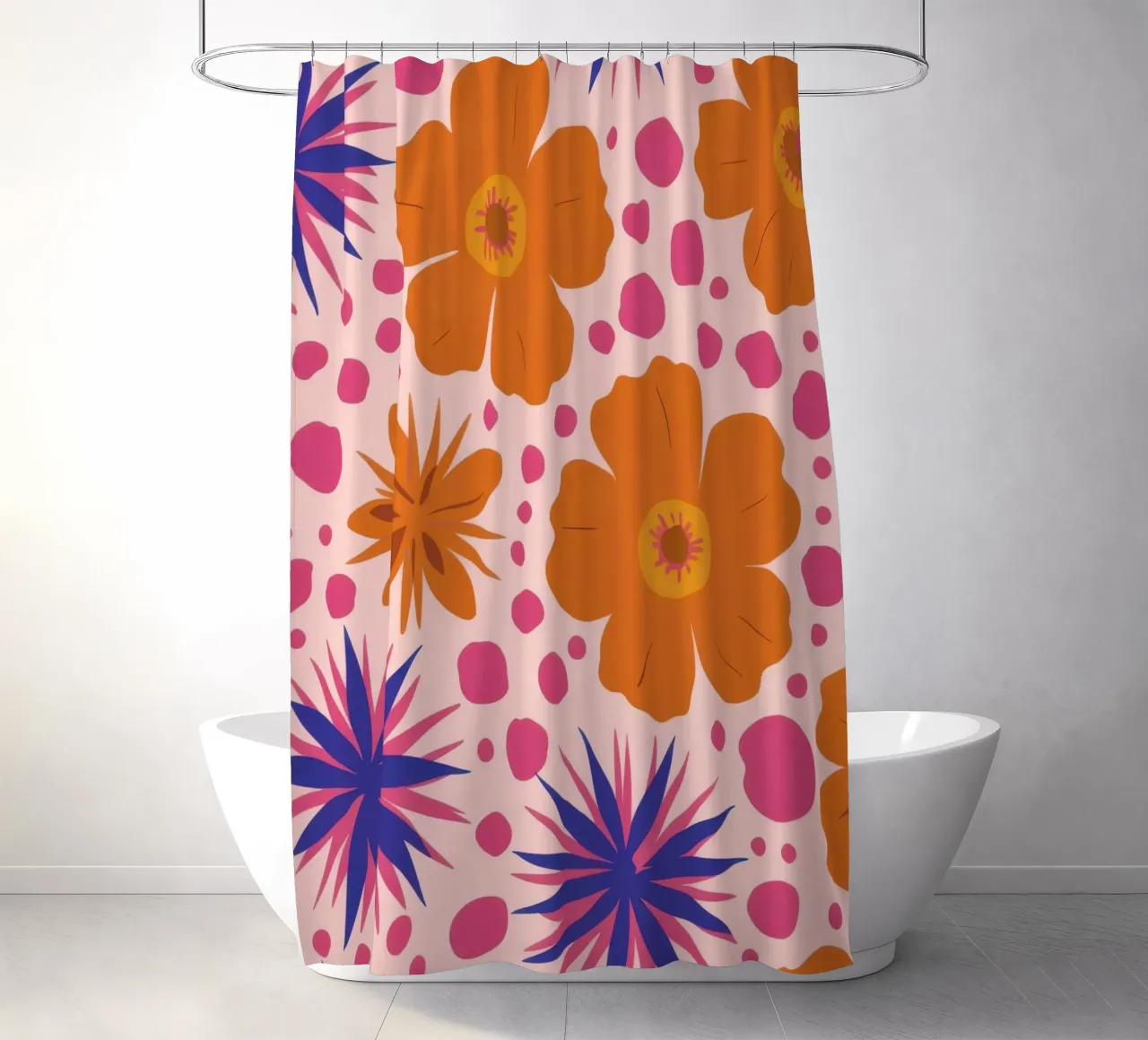 Pink Orange Blooms shower curtain by Obs Canvas