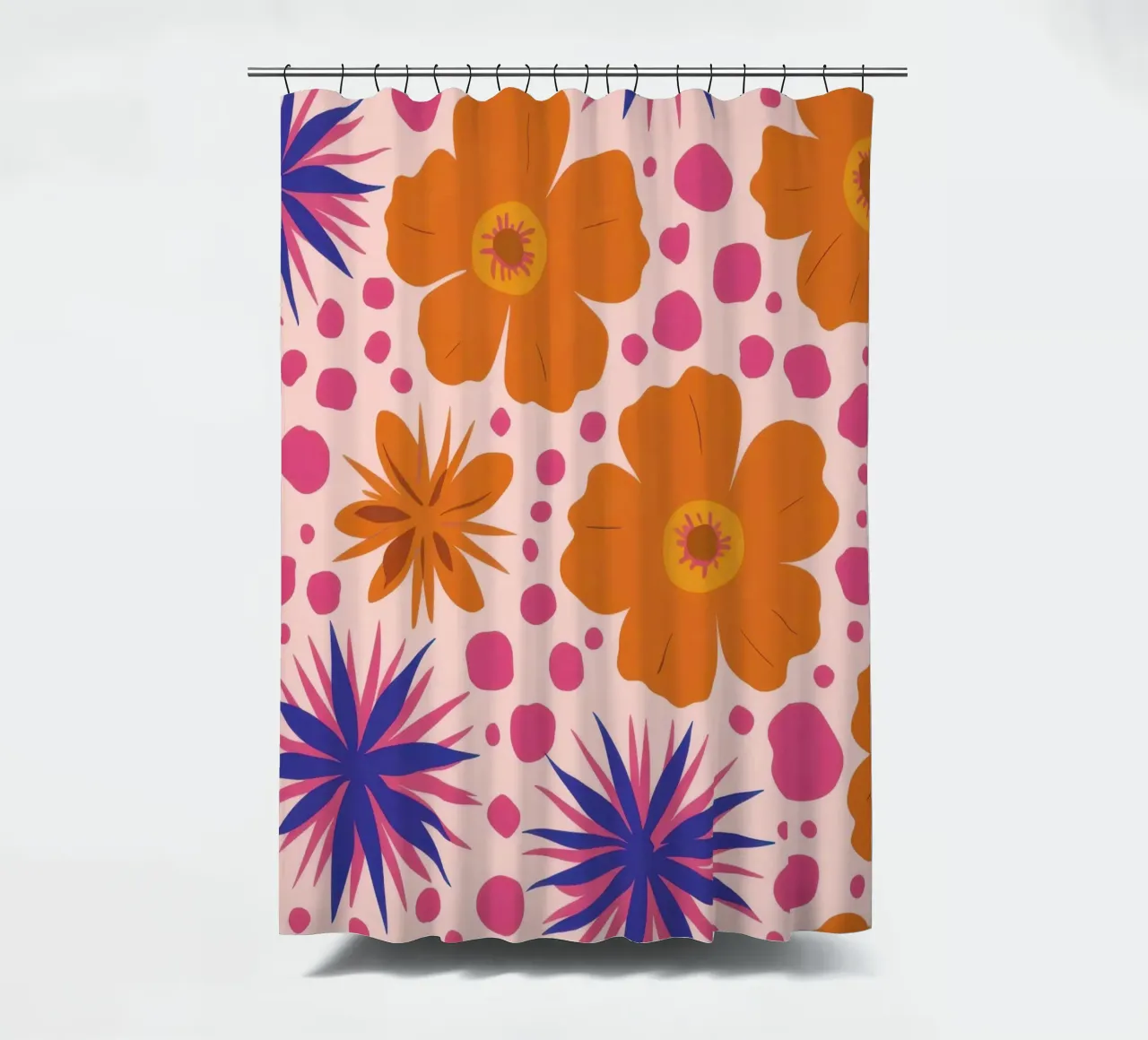 Pink Orange Blooms shower curtain by Obs Canvas