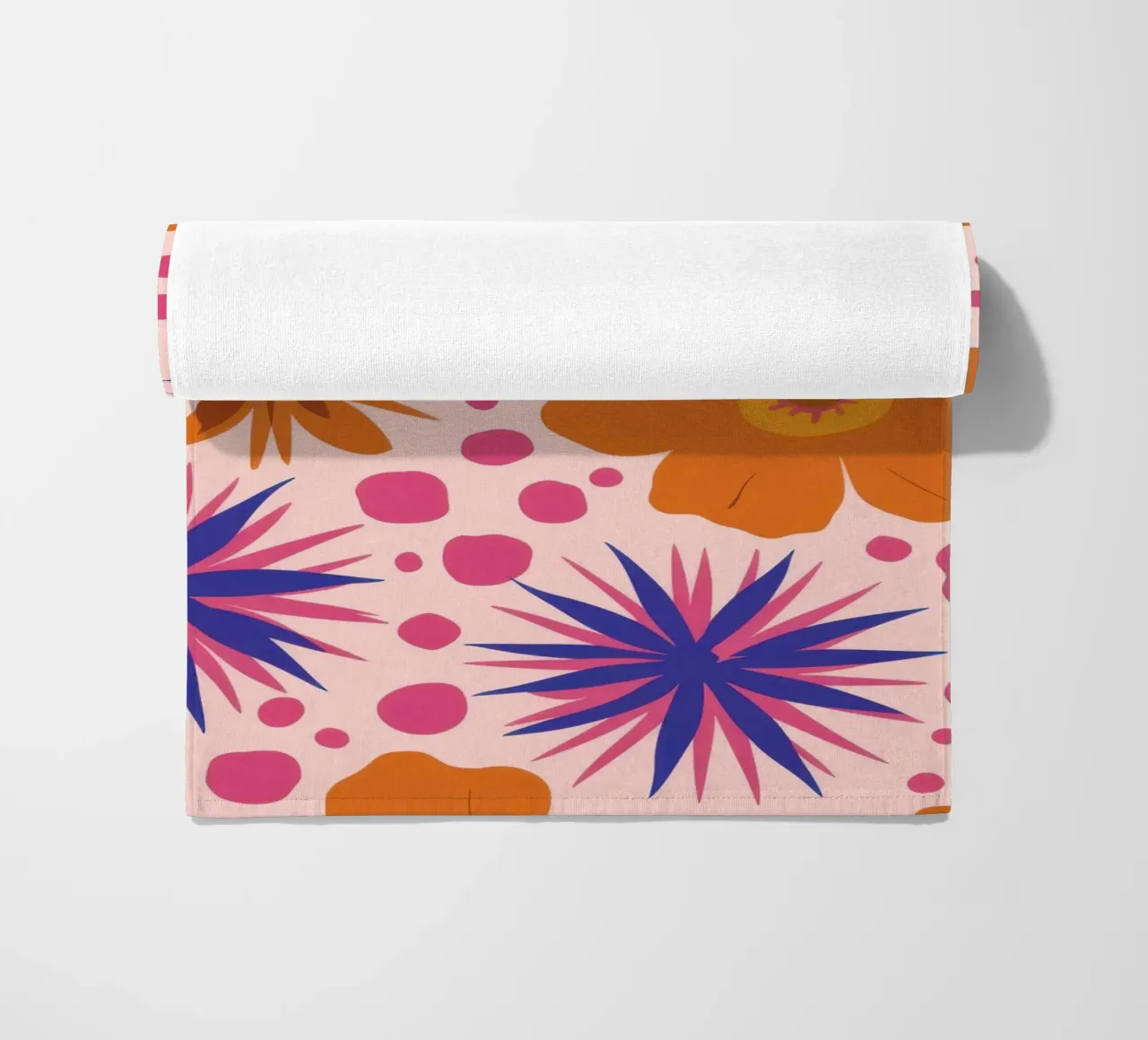 Pink Orange Blooms beach towel by Obs Canvas
