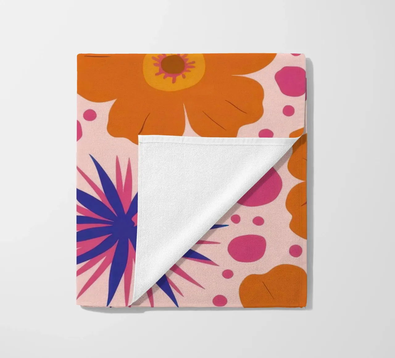 Pink Orange Blooms beach towel by Obs Canvas
