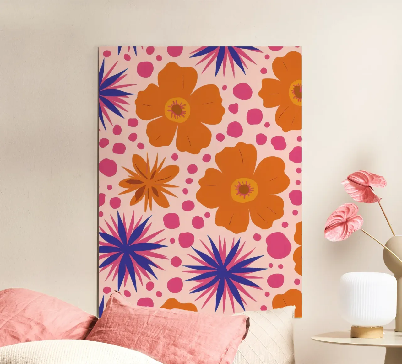 Pink Orange Blooms hahnemühle by Obs Canvas