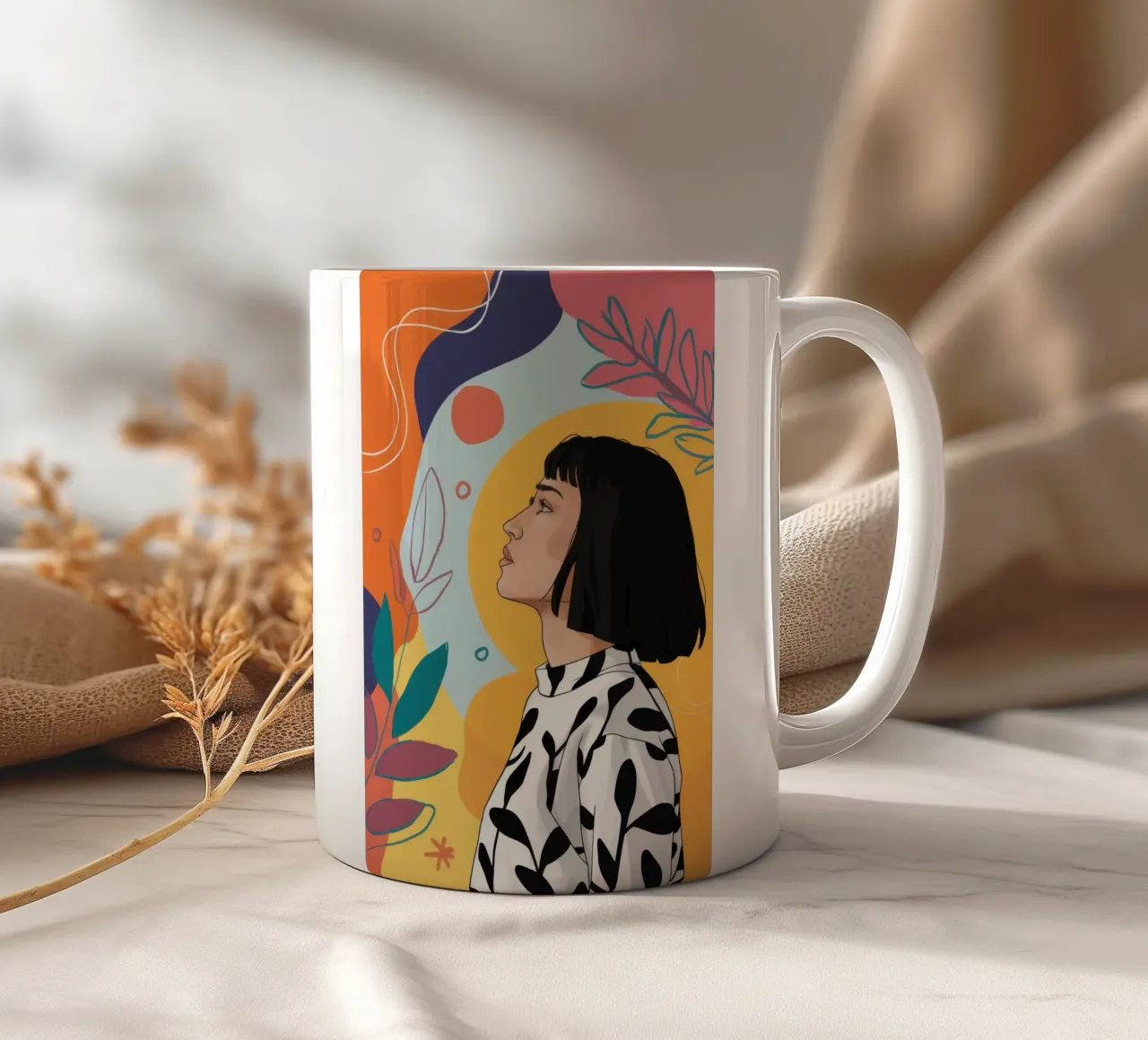 Profilo del sognatore astratto tazza in ceramica da Irish Strokes