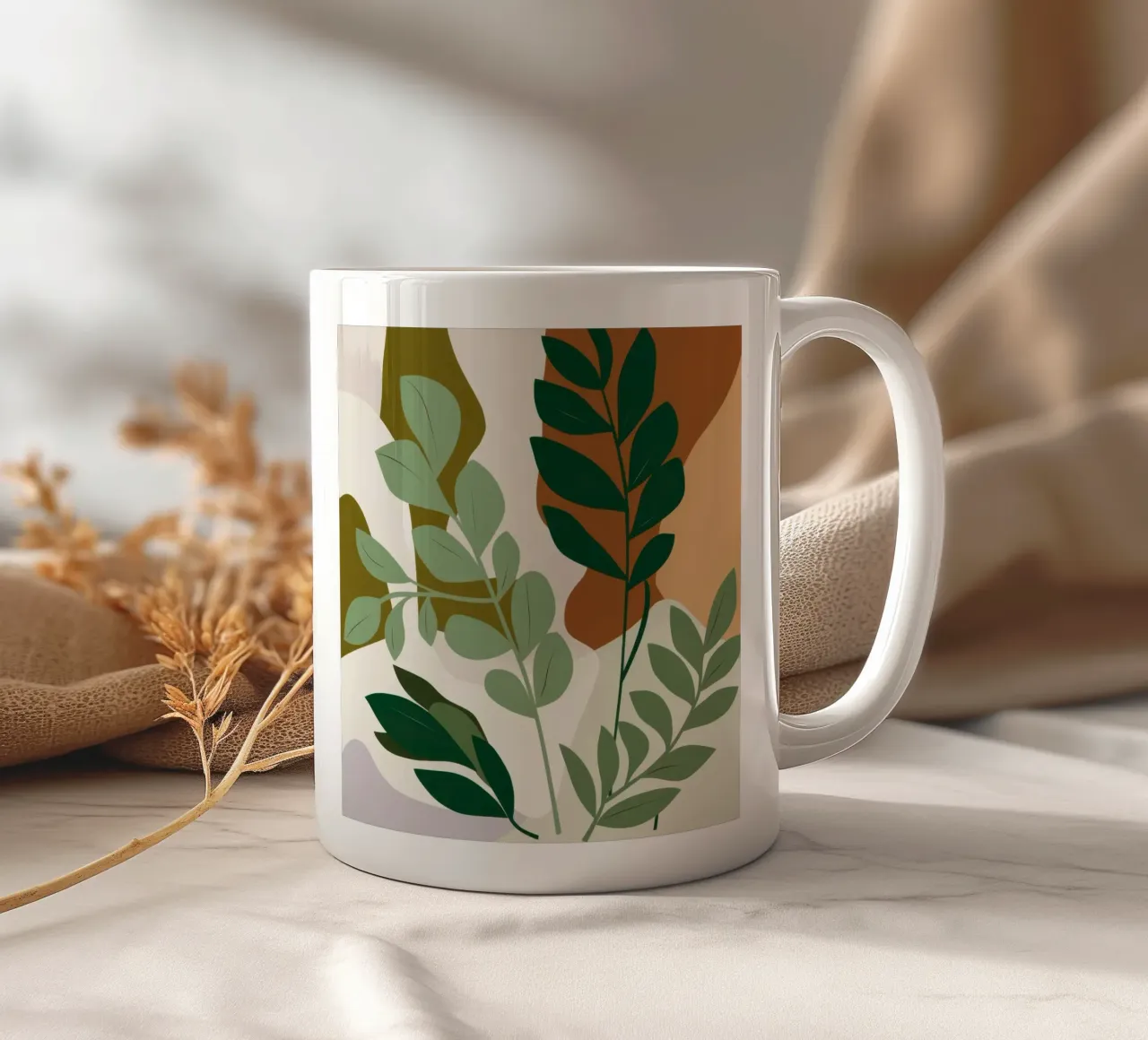 Studio botanico verdeggiante tazza in ceramica da Trace Brush