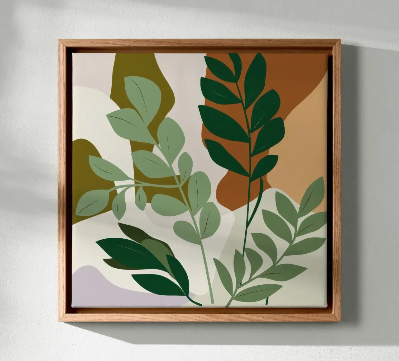 Studio botanico verdeggiante tela con Cornice a cassetta da Trace Brush