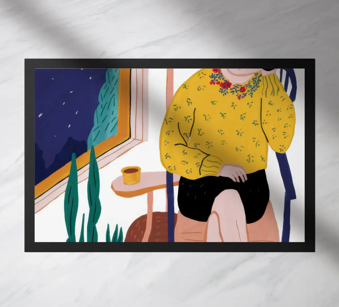 Night Window Solitude doormat by Thistle Bloom