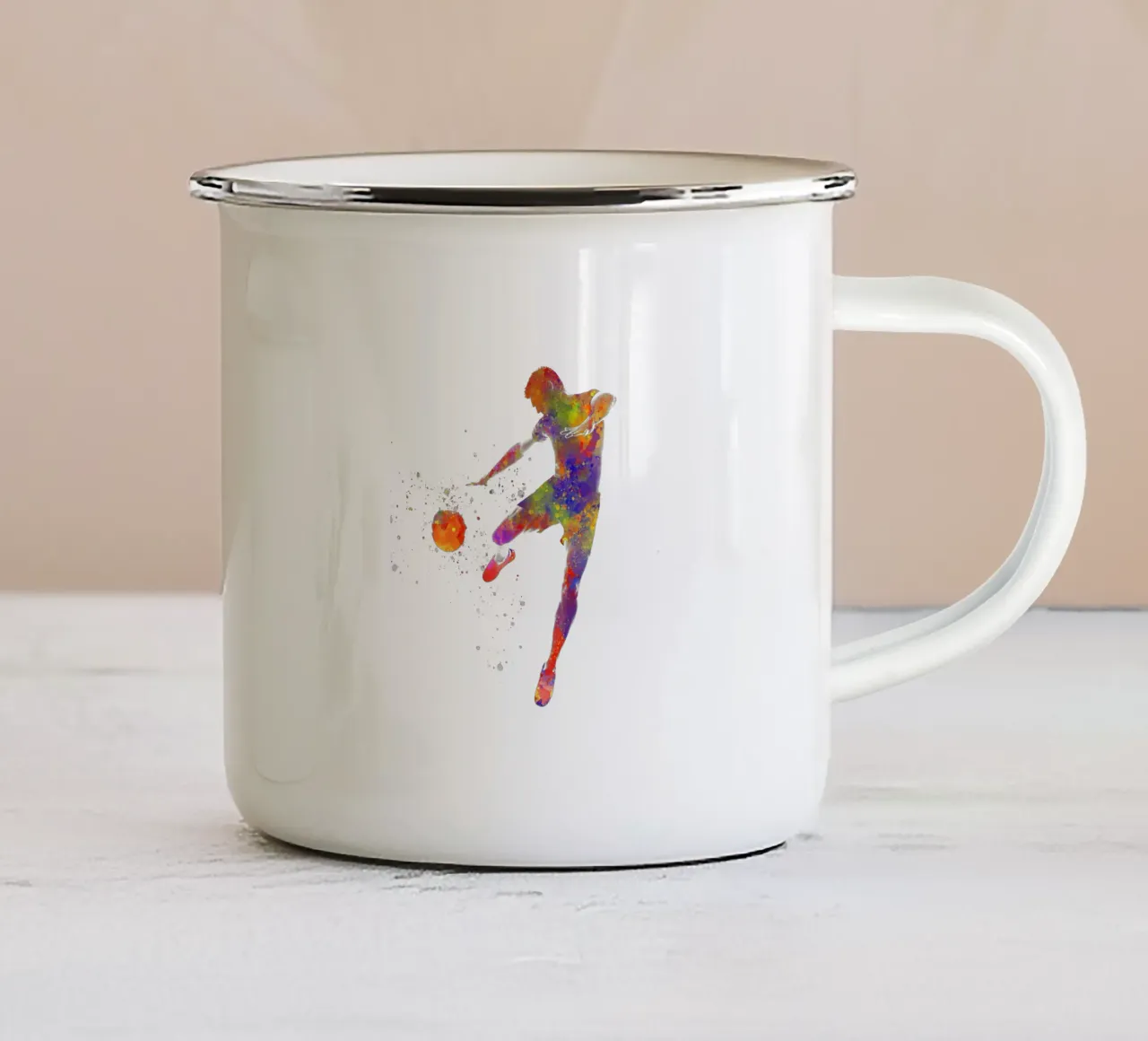 Giocatore di calcio ad acquerello tazza in smalto da ⚽ Sports Pulse