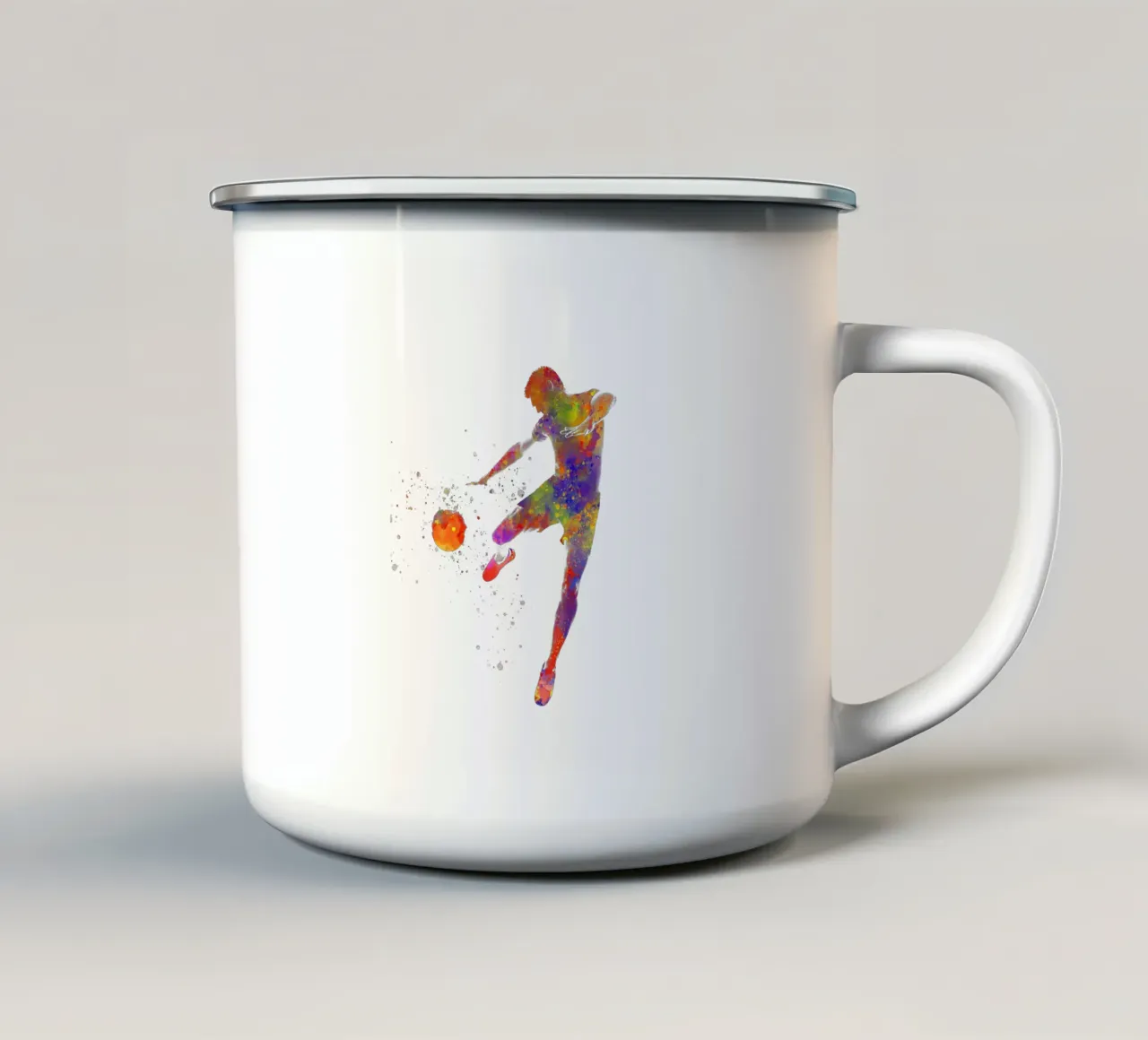 Giocatore di calcio ad acquerello tazza in smalto da ⚽ Sports Pulse