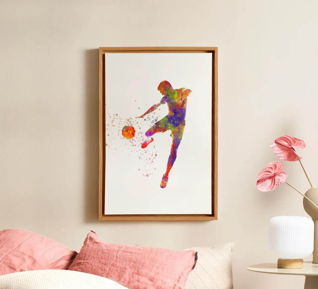 Aquarel voetballer canvas met Baklijst van ⚽ Sports Pulse