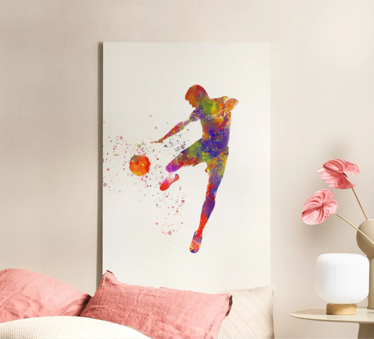 Aquarel voetballer canvas met Baklijst van ⚽ Sports Pulse