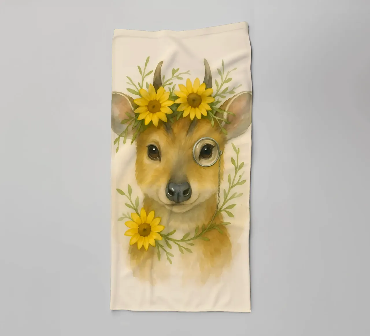 Golden Whimsy: The Sunflower Fawn towel by Graceful Desine