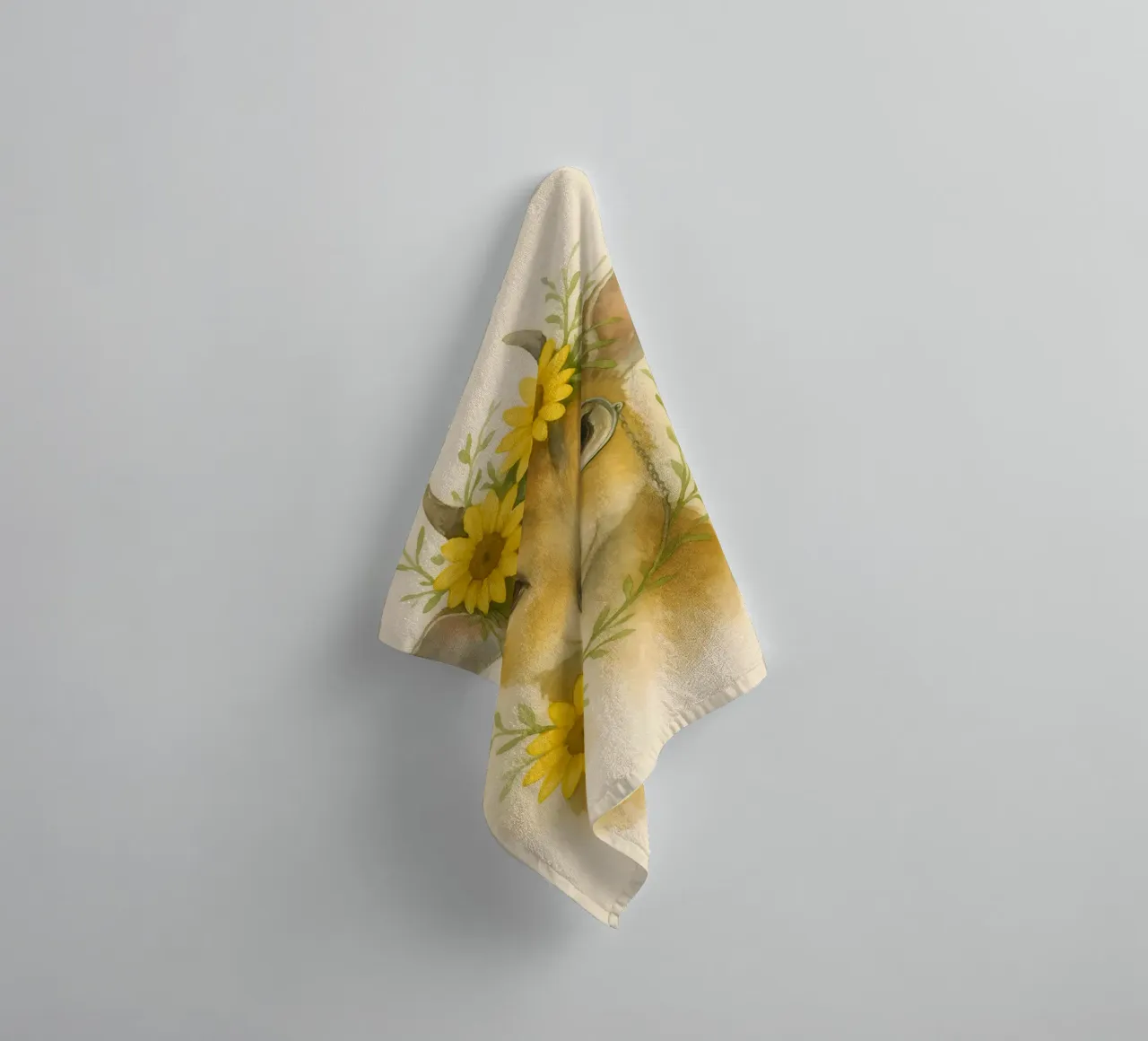 Golden Whimsy: The Sunflower Fawn towel by Graceful Desine