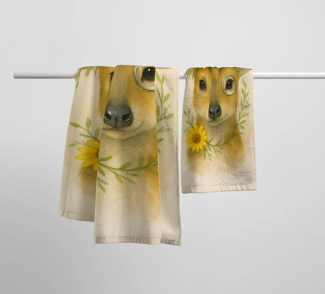 Golden Whimsy: The Sunflower Fawn towel by Graceful Desine