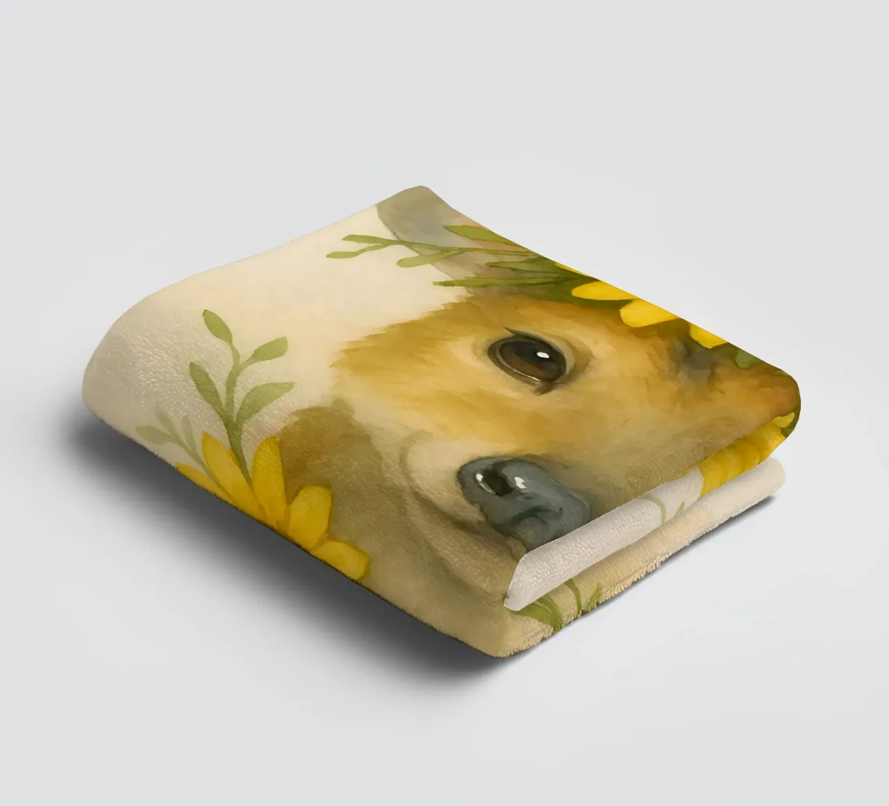 Golden Whimsy: The Sunflower Fawn towel by Graceful Desine
