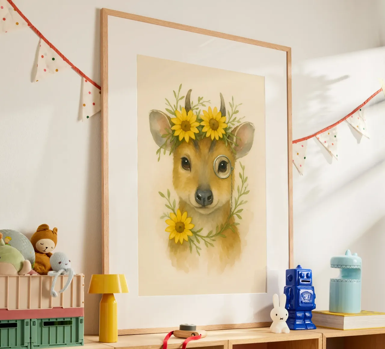 Golden Whimsy: The Sunflower Fawn poster by Graceful Desine
