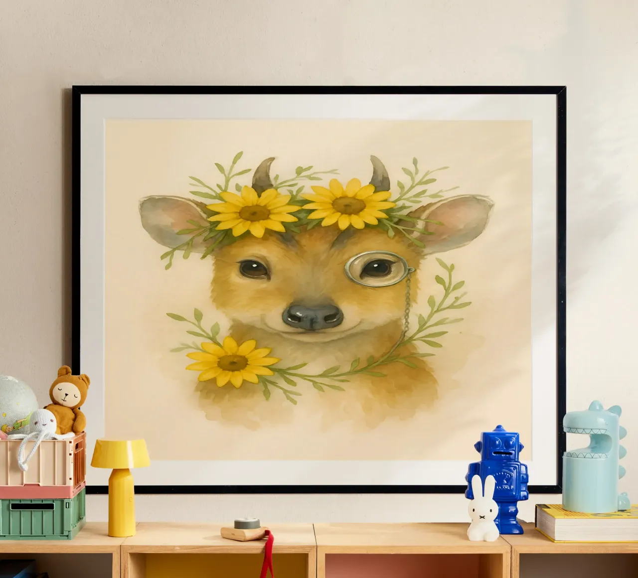 Golden Whimsy: The Sunflower Fawn poster by Graceful Desine