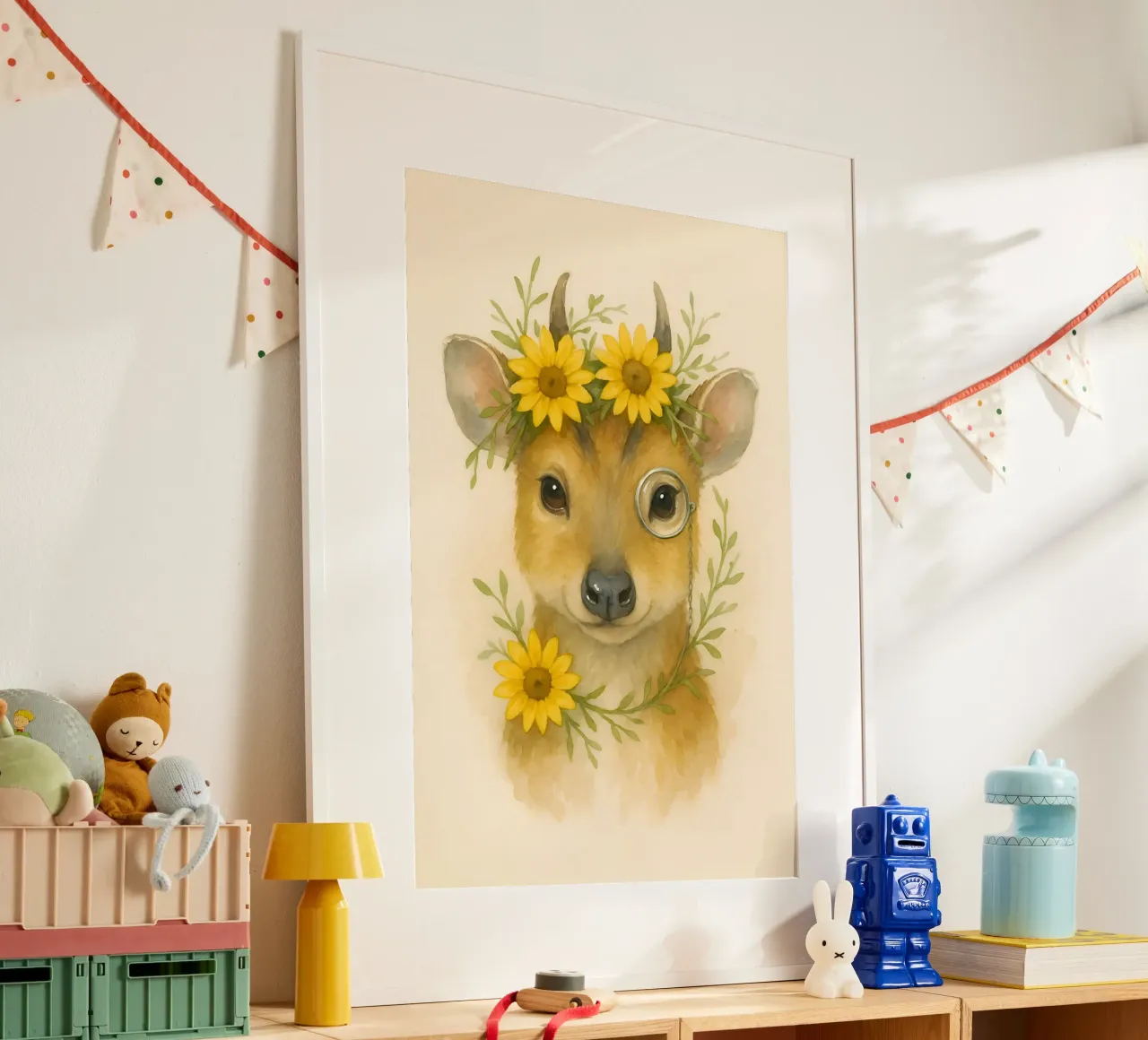 Golden Whimsy: The Sunflower Fawn poster by Graceful Desine