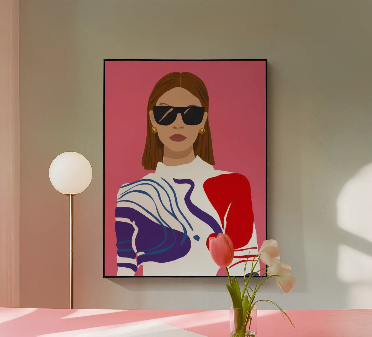 Chic Woman Red Blue acrylic glass by Selene Shade