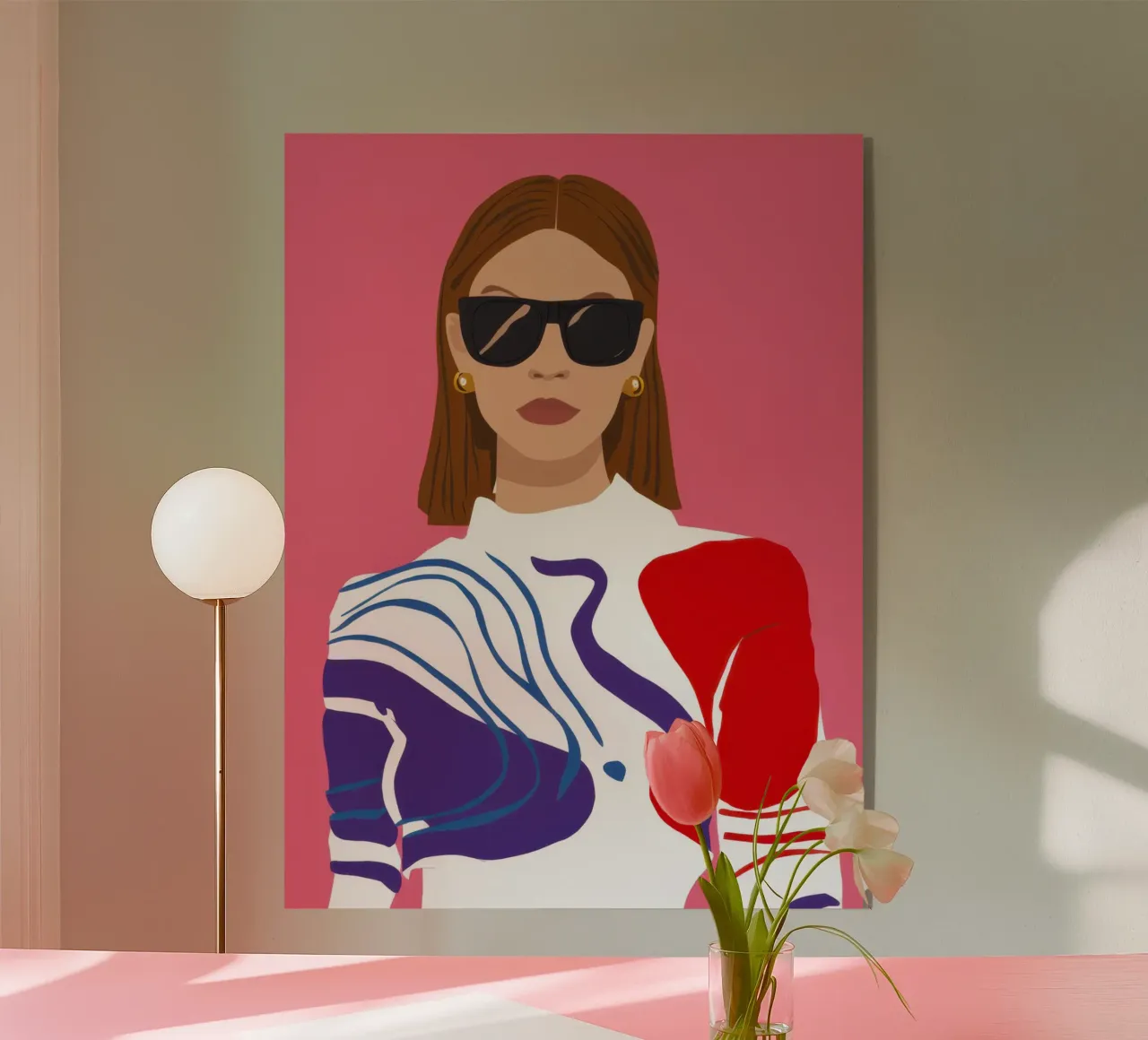 Chic Woman Red Blue acrylic glass by Selene Shade