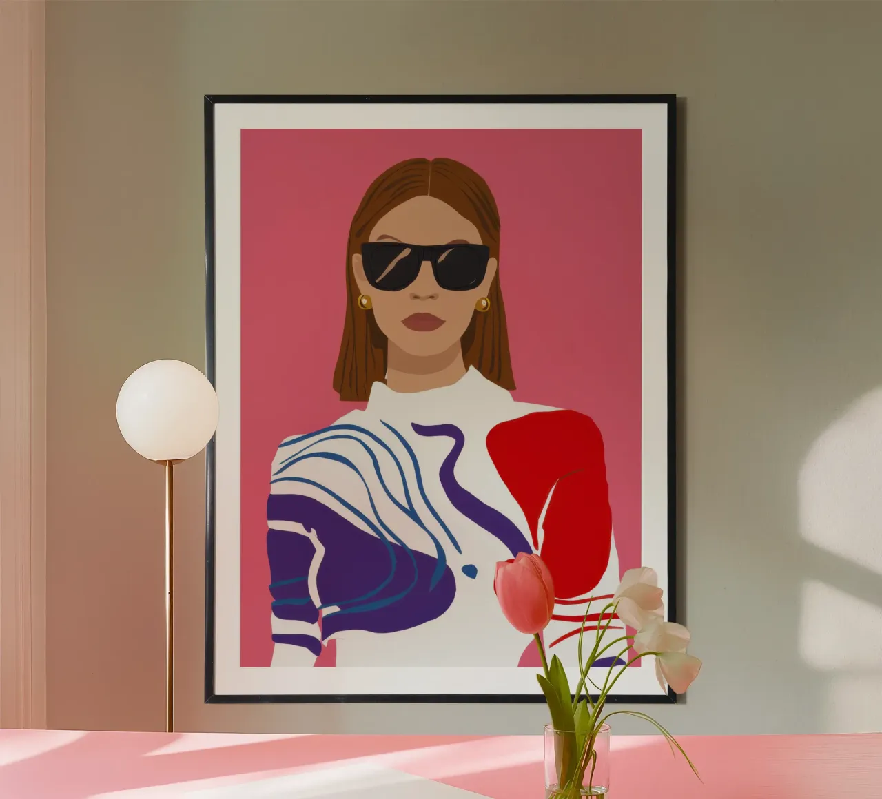 Donna Chic Rosso Blu poster da Selene Shade