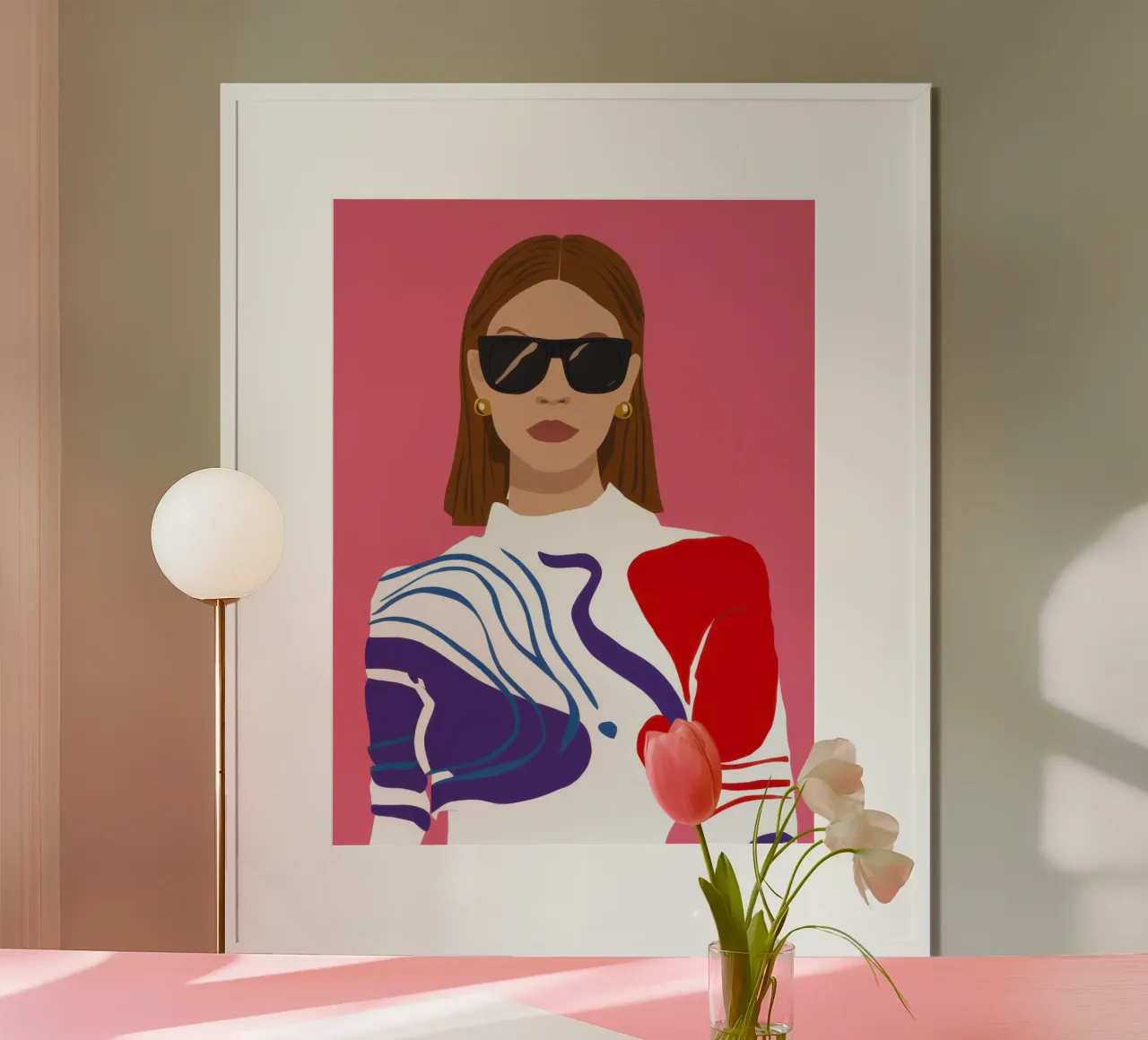 Donna Chic Rosso Blu poster da Selene Shade