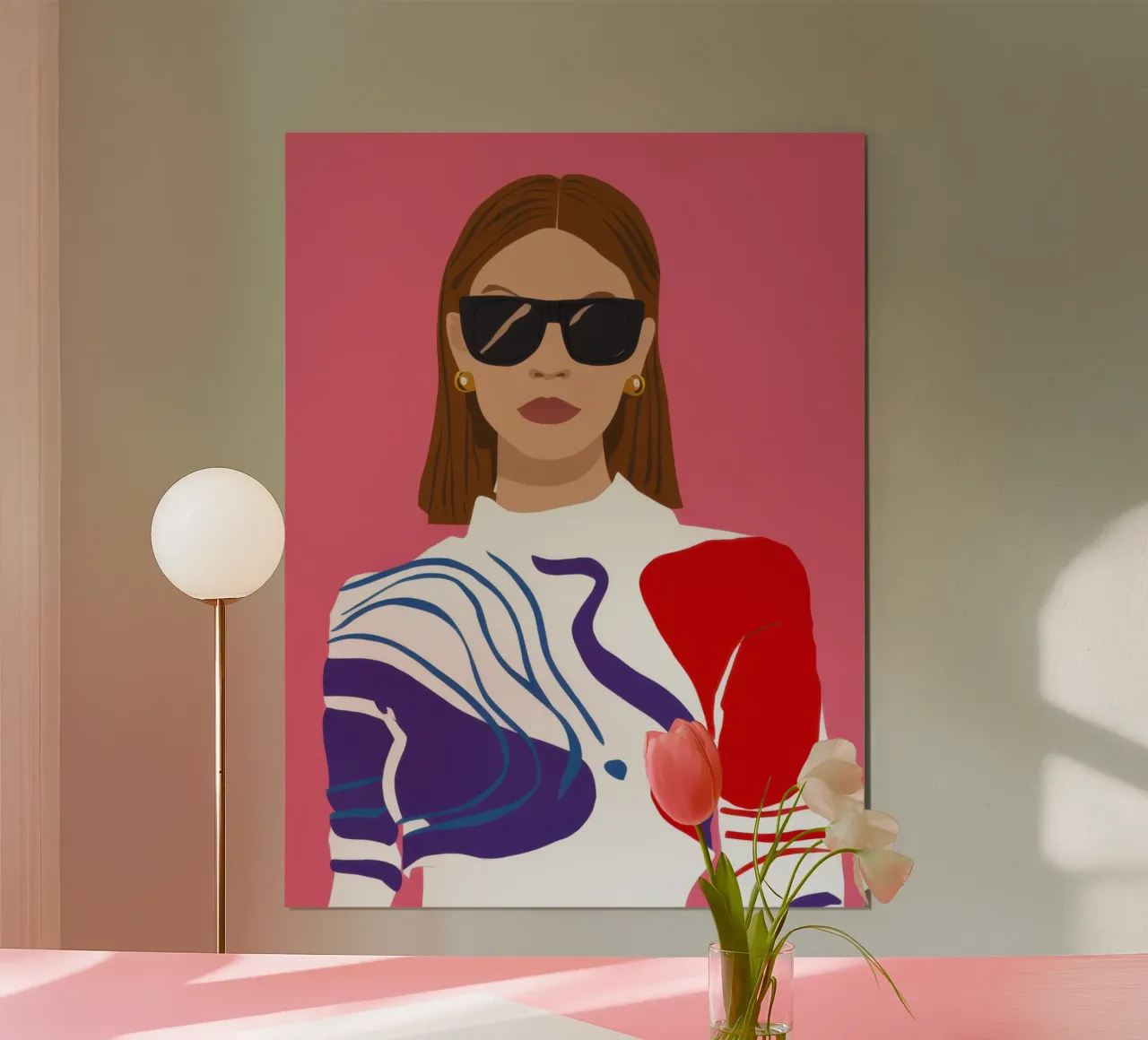 Donna Chic Rosso Blu poster da Selene Shade