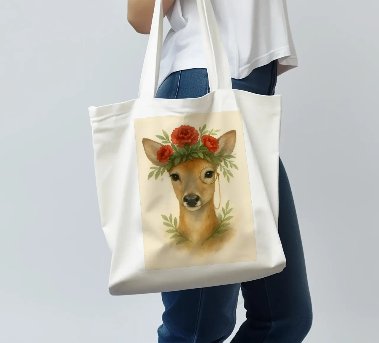 Sguardo floreale: La nobile cerva borsa in juta da Graceful Desine