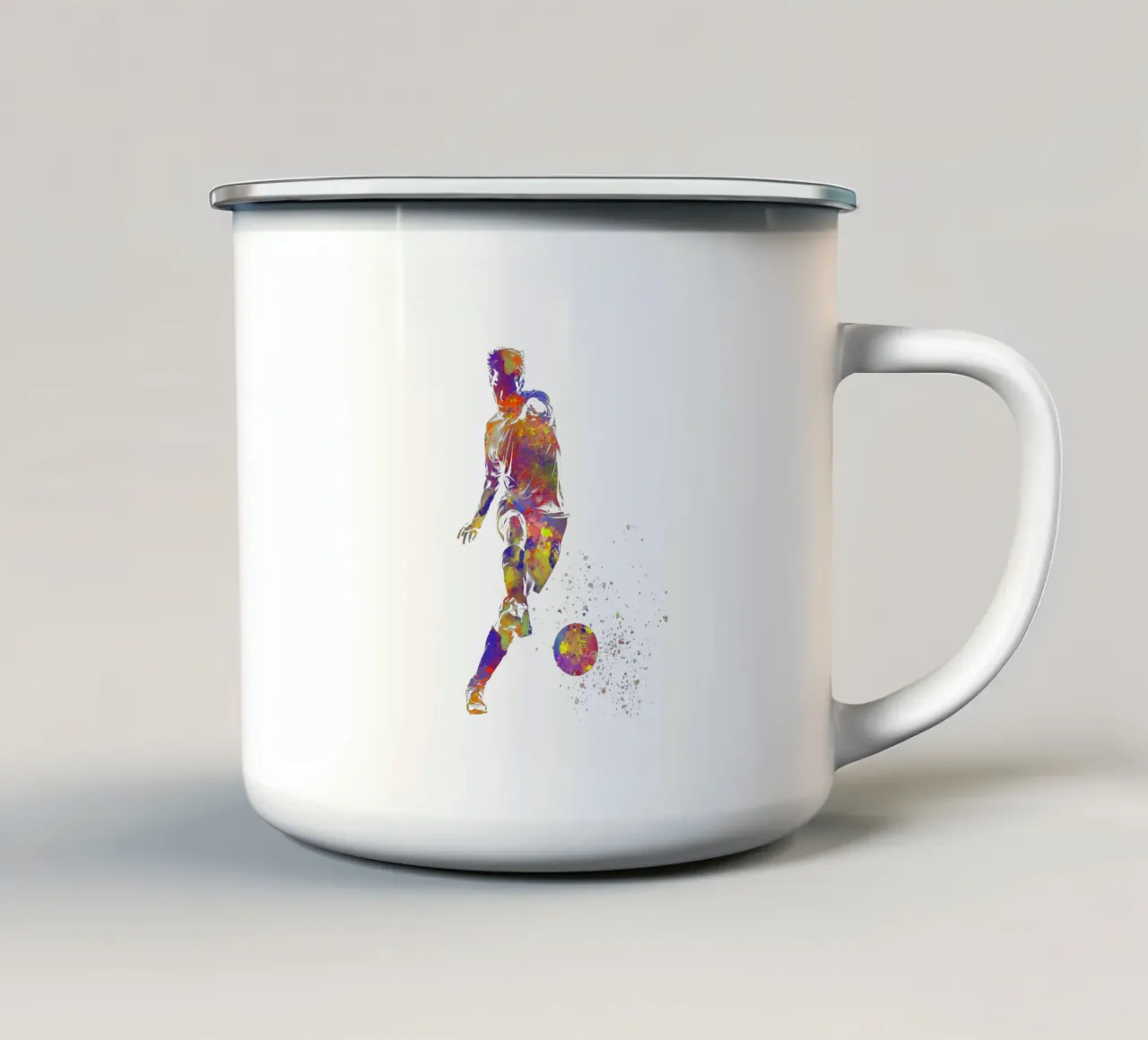 Giocatore di calcio ad acquerello tazza in smalto da ⚽ Sports Pulse