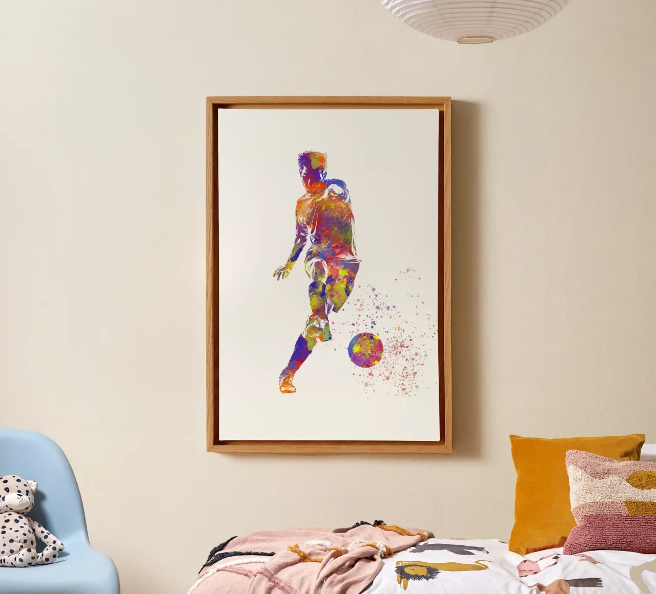 Aquarel voetballer canvas met Baklijst van ⚽ Sports Pulse