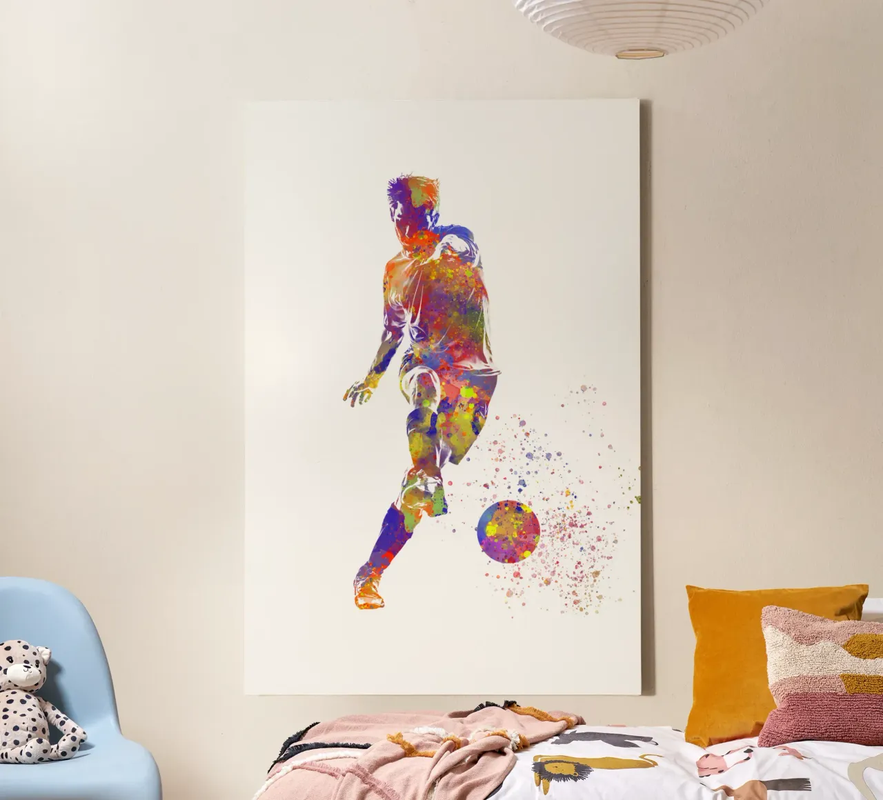 Aquarel voetballer canvas met Baklijst van ⚽ Sports Pulse