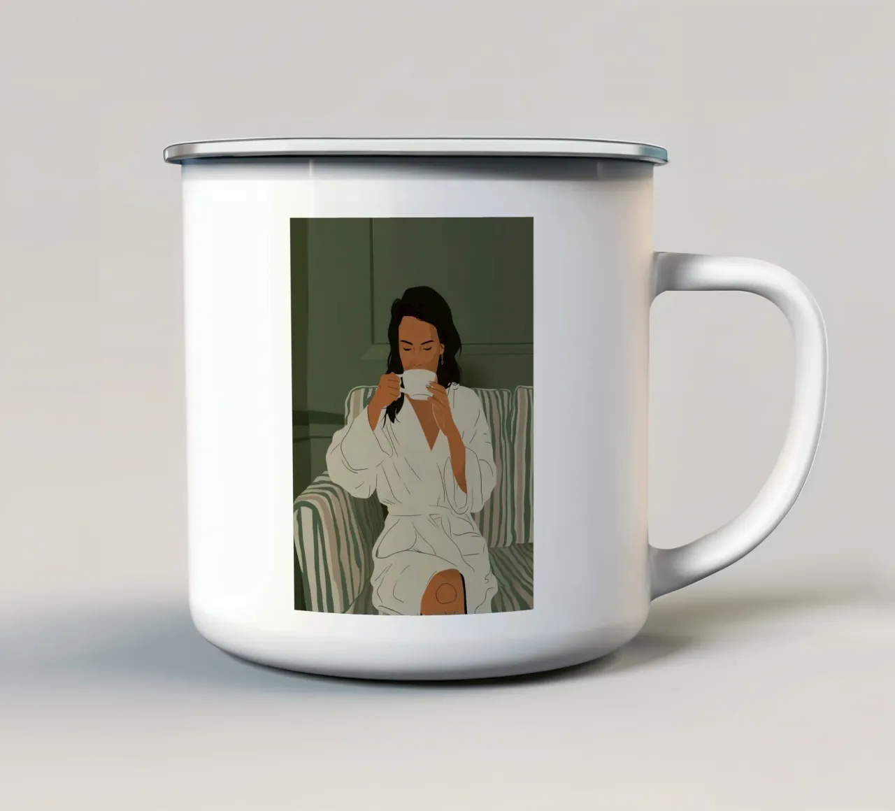 Rituale del tè mattutino tazza in smalto da Obs Canvas