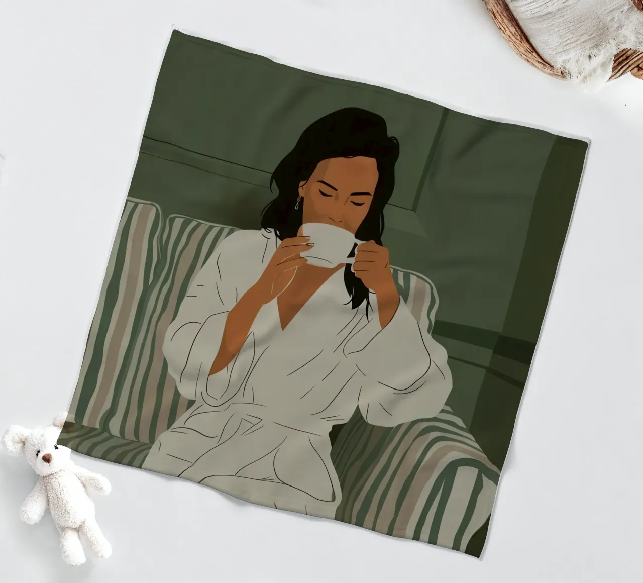 Morning Tea Ritual fleece blanket by Obs Canvas