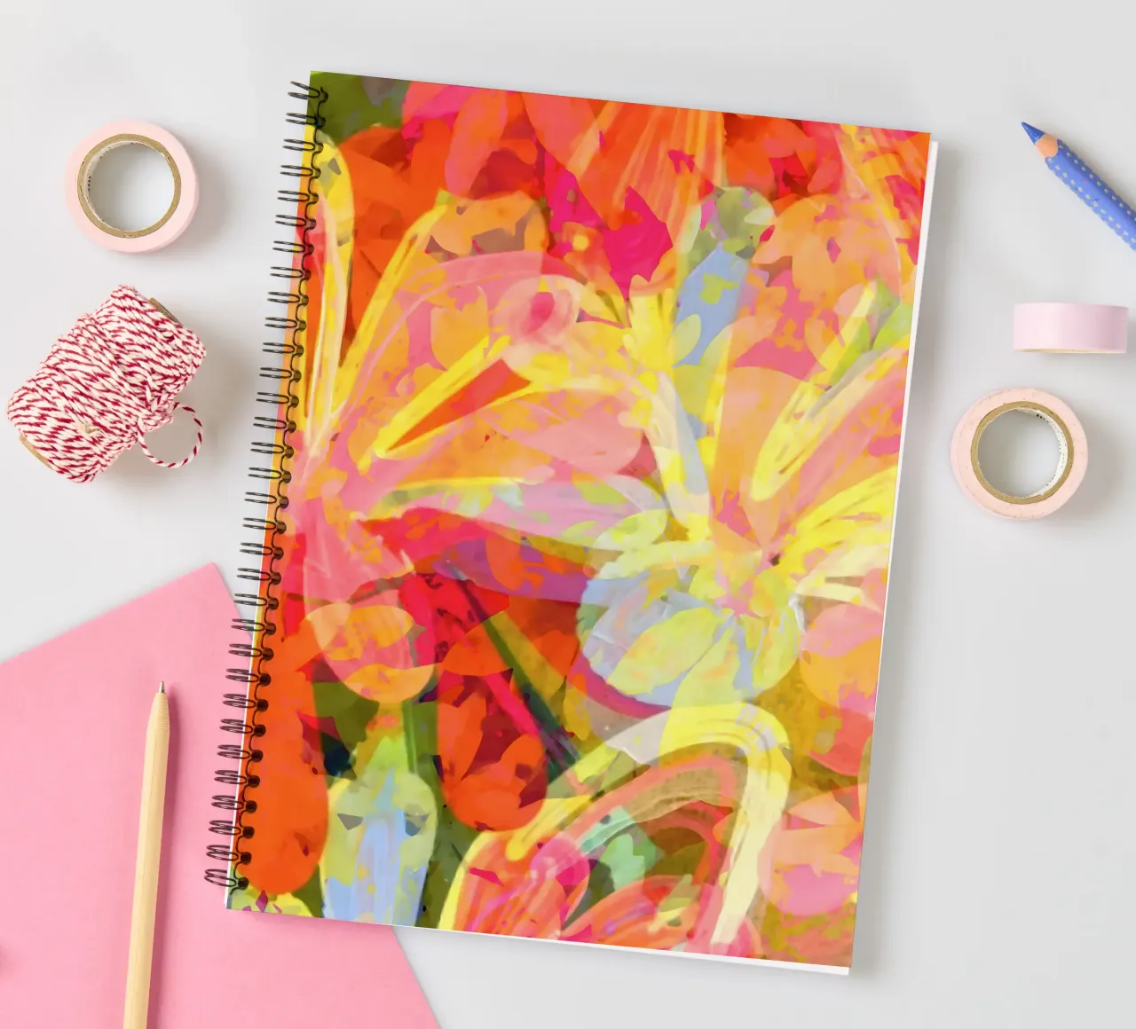 Butter & Pink Rust Bloom spiral notebook by 83oranges