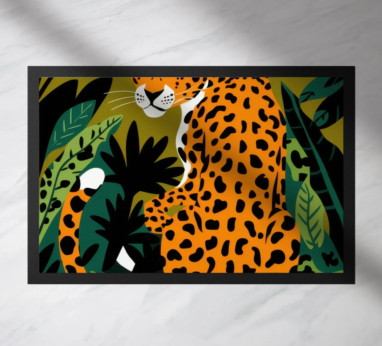 Leopard in the Shadows doormat by Thistle Bloom