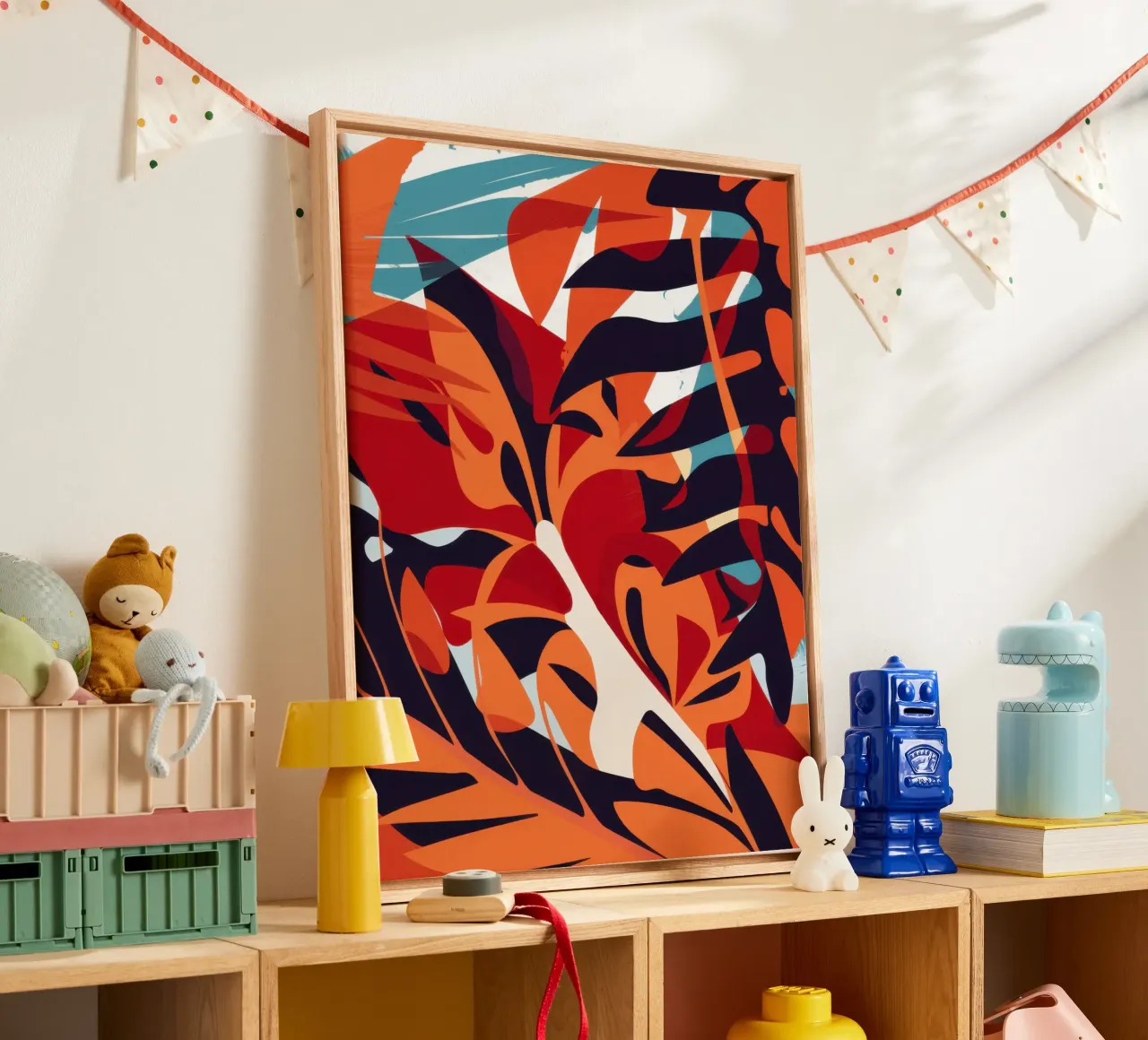 Fiery Leaf Abstract canvas with Floater frame by Obs Canvas