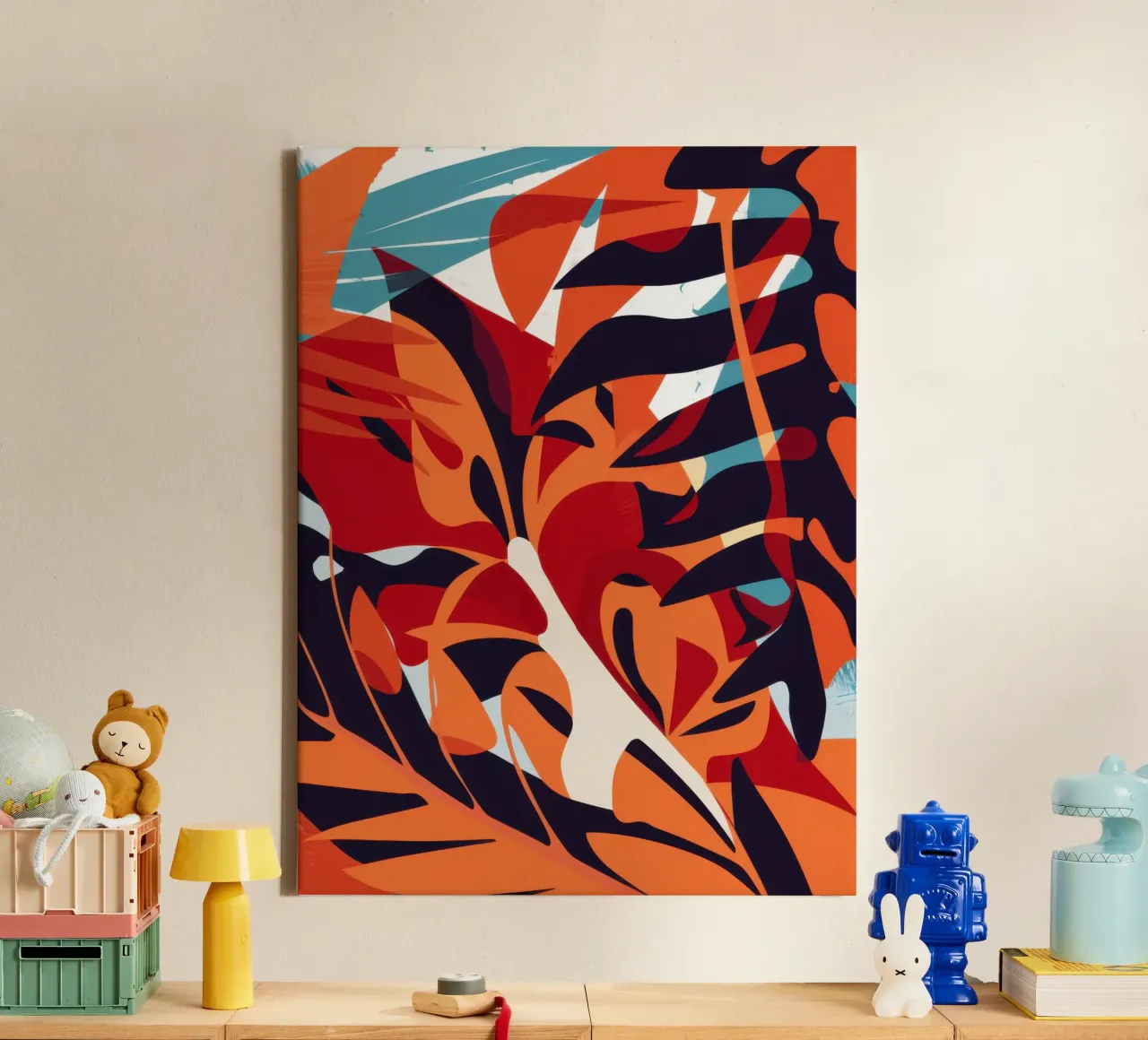 Fiery Leaf Abstract canvas with Floater frame by Obs Canvas